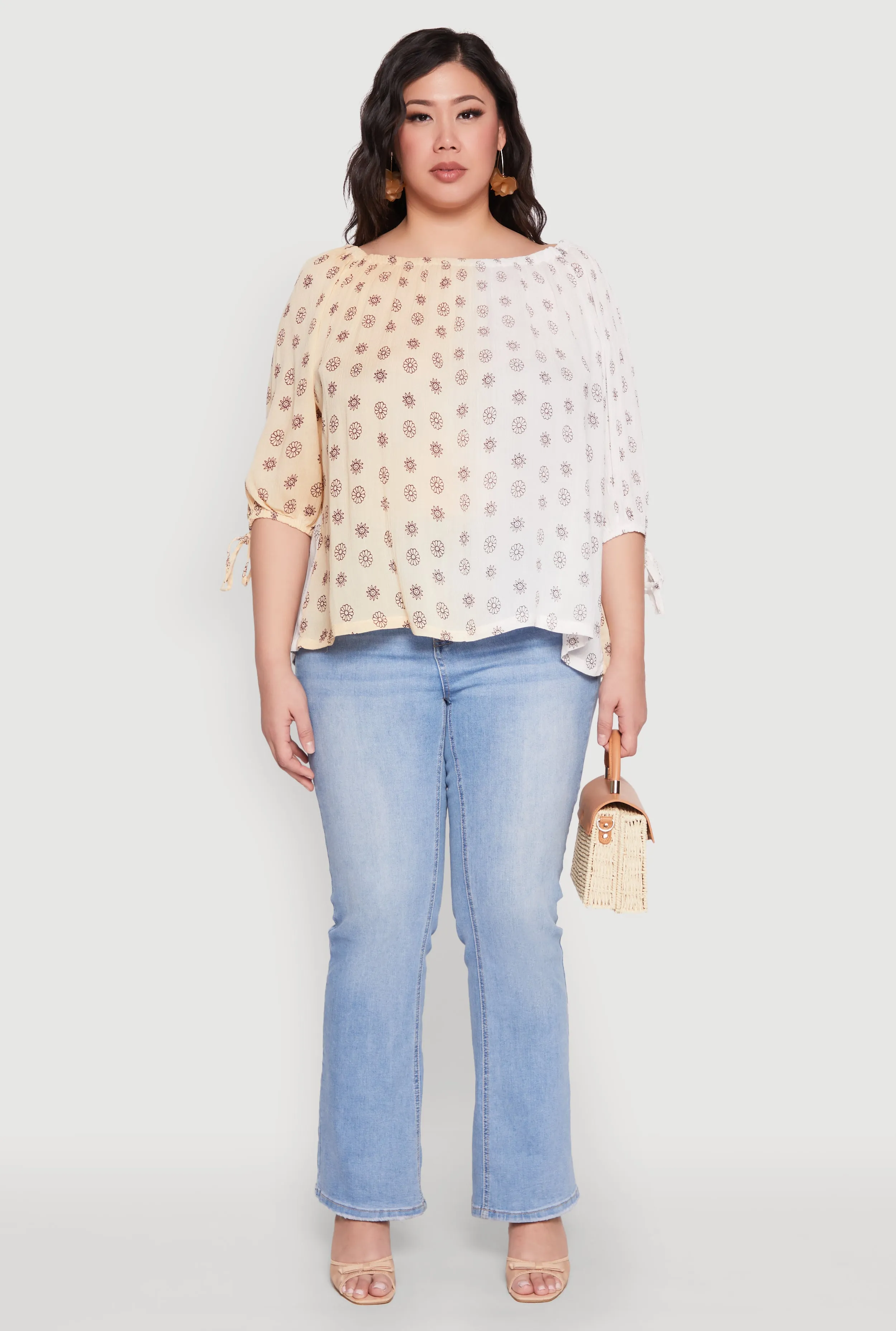 Plus Size Ombre Flower Print Blouse sold by Rainbow product image thumbnail 3