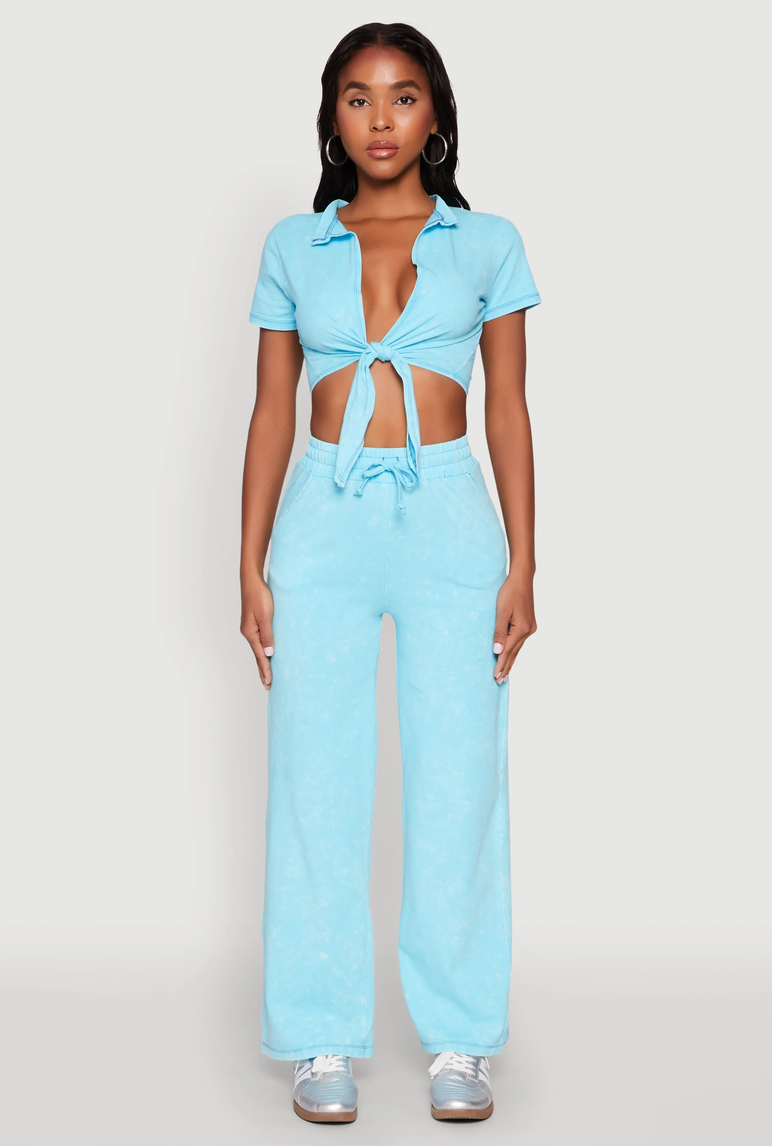 Cropped Mineral Wash Tie Front Top sold by Rainbow product image thumbnail 2