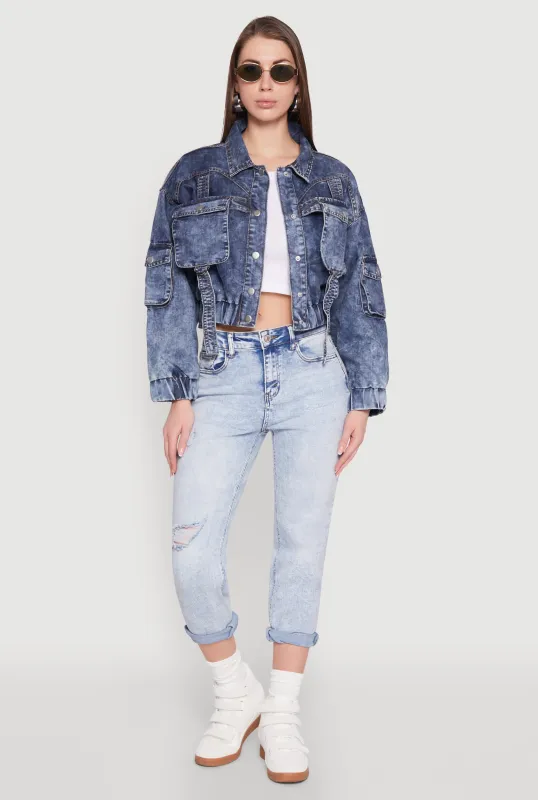 Mineral Wash Cargo Denim Jacket sold by Rainbow