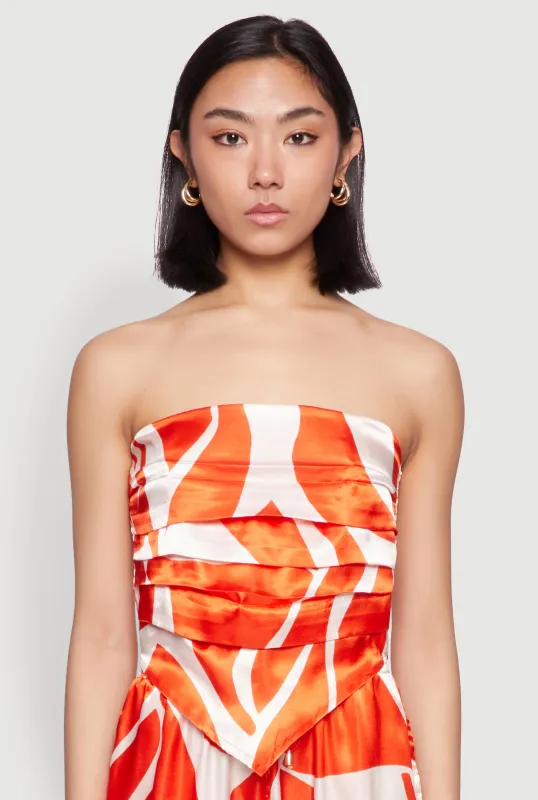 Patterned Satin Strapless Top sold by Rainbow