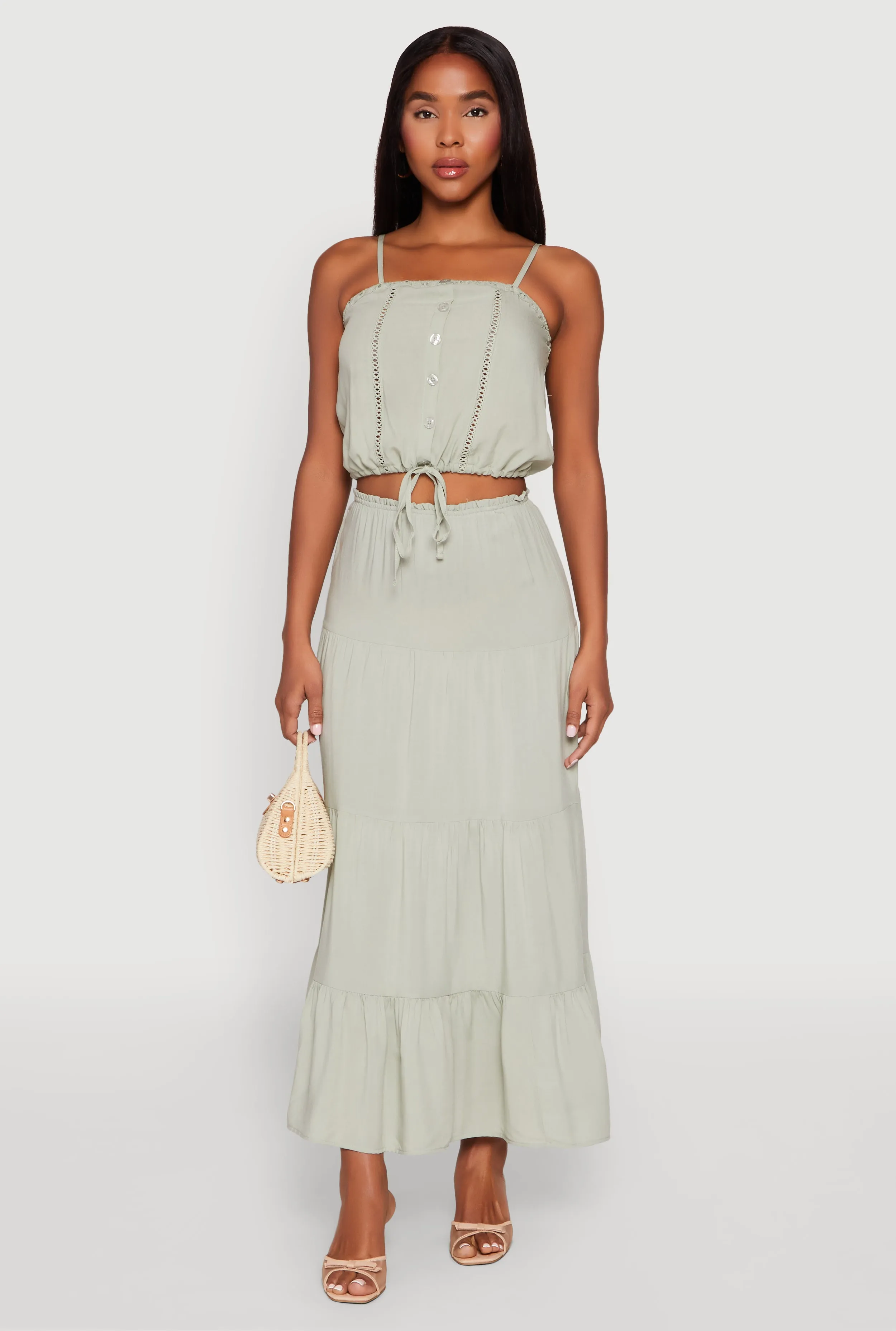 Almost Famous High Waist Tiered Skirt sold by Rainbow