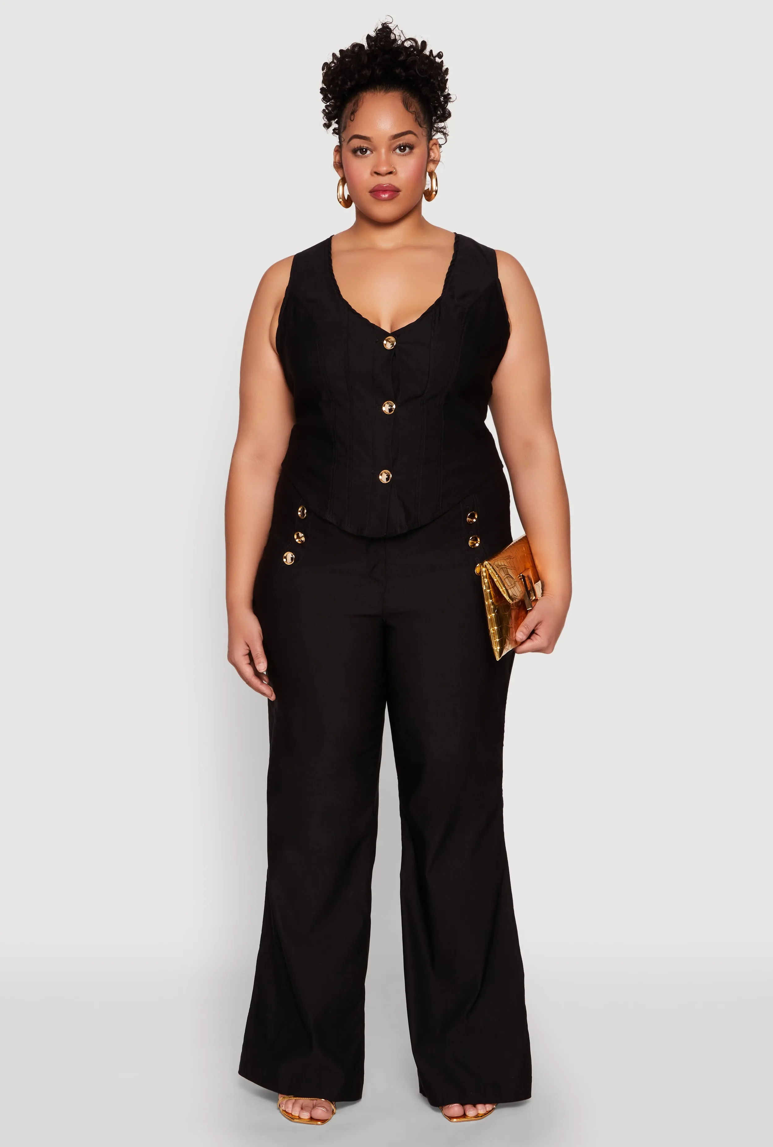 Plus Size Flared Pull On Dress Pants sold by Rainbow