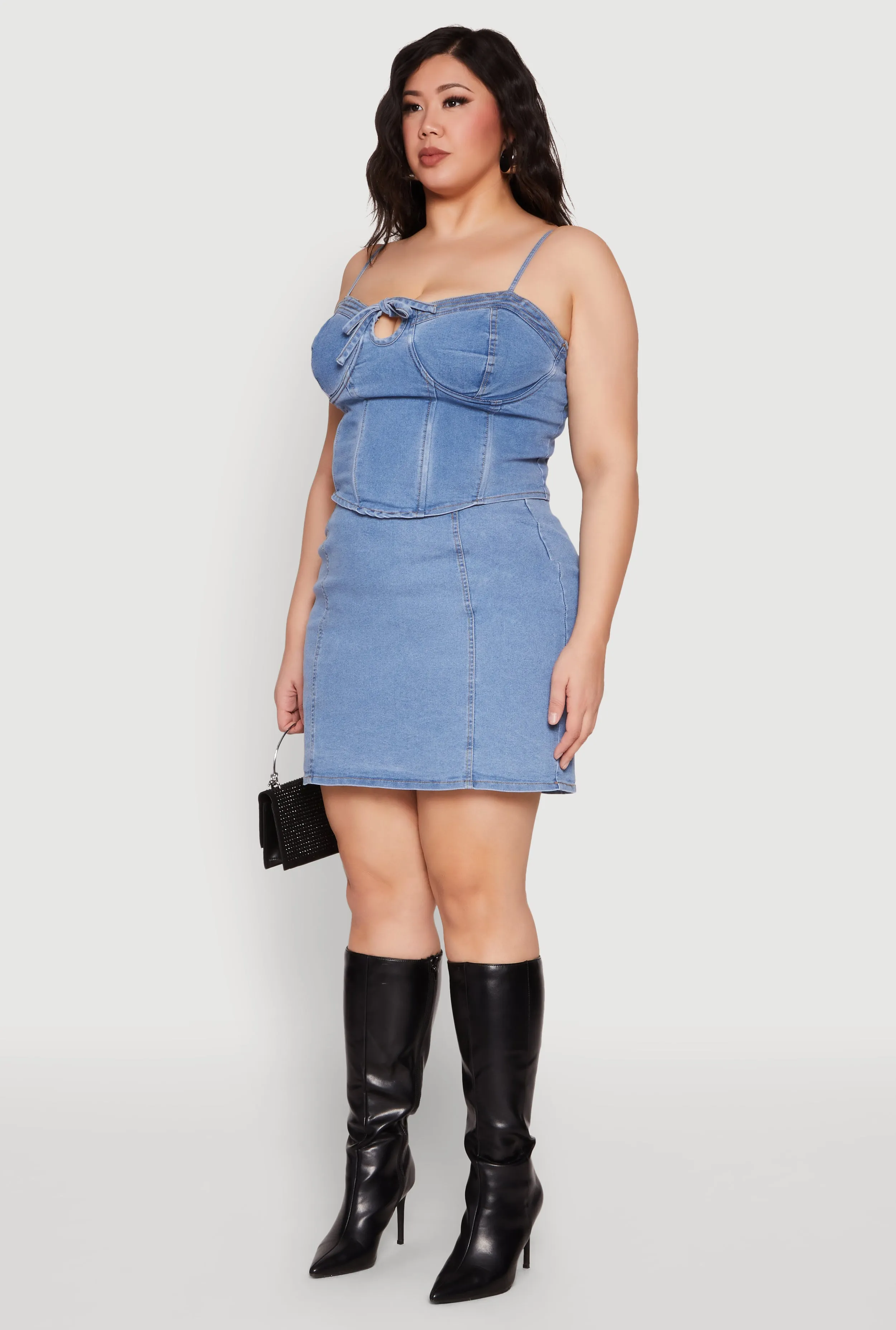 Plus Size Denim Tie Front Bustier Top sold by Rainbow product image thumbnail 5