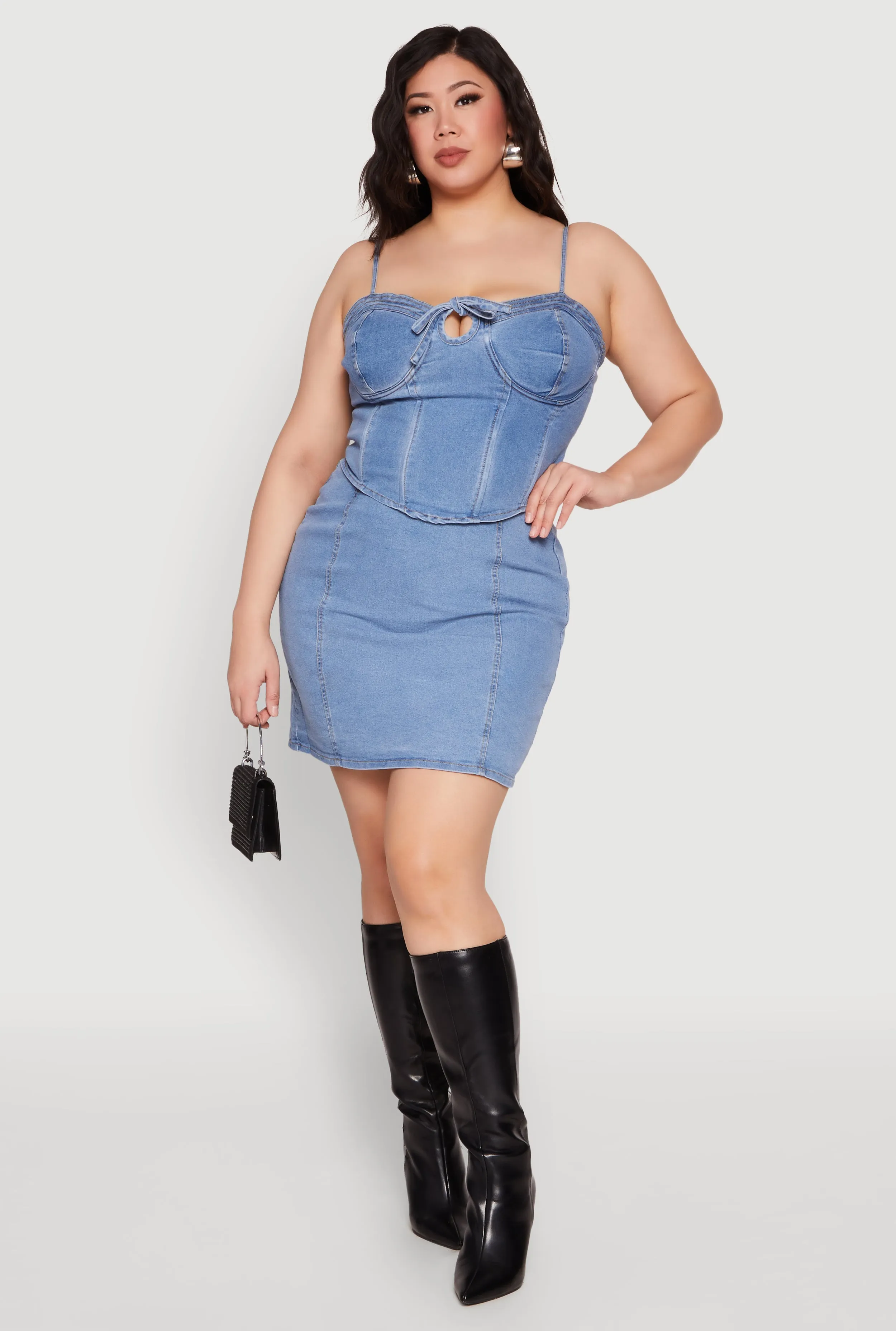 Plus Size Denim Tie Front Bustier Top sold by Rainbow product image thumbnail 2