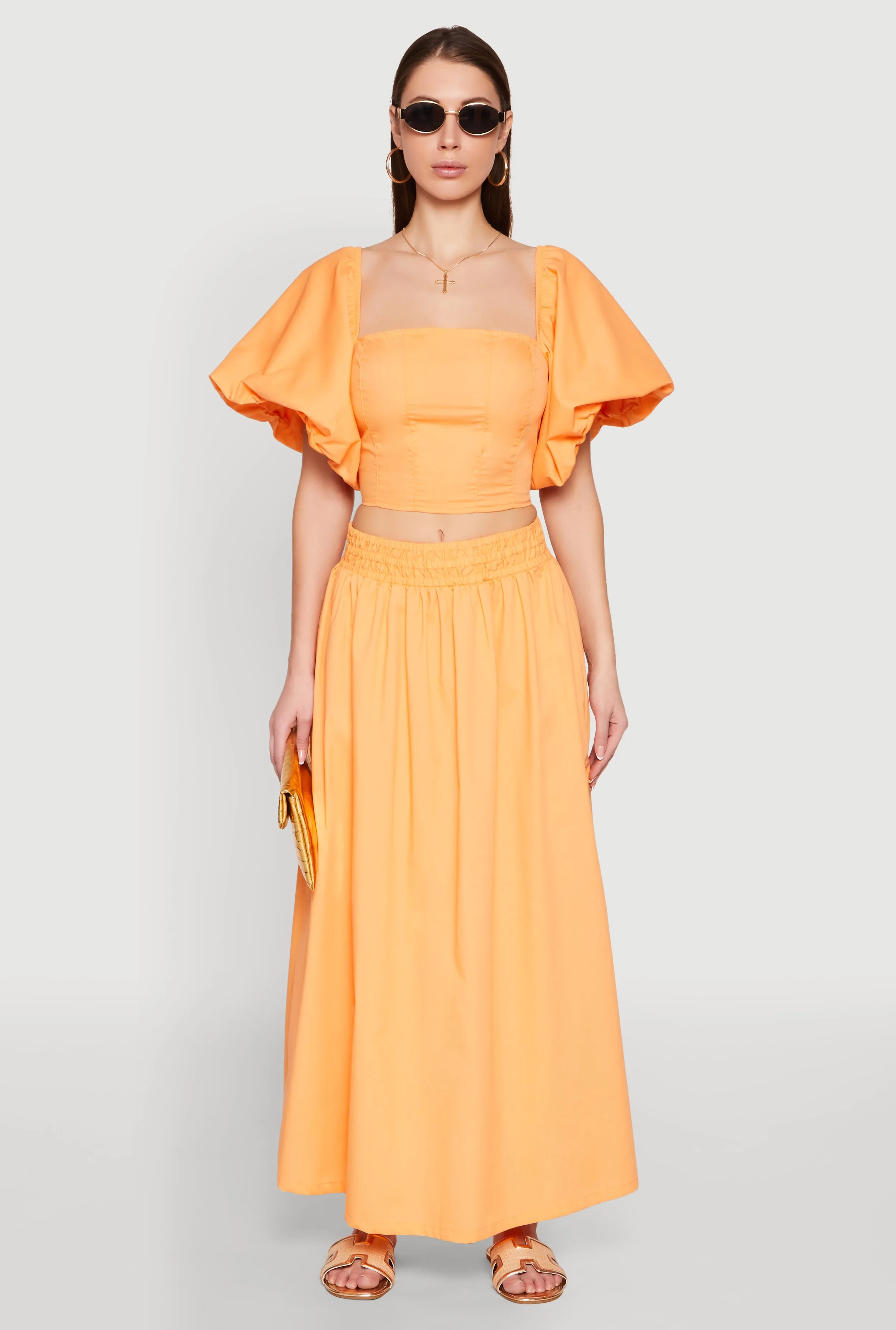 Poplin Puff Sleeve Corset Crop Top sold by Rainbow product image thumbnail 2