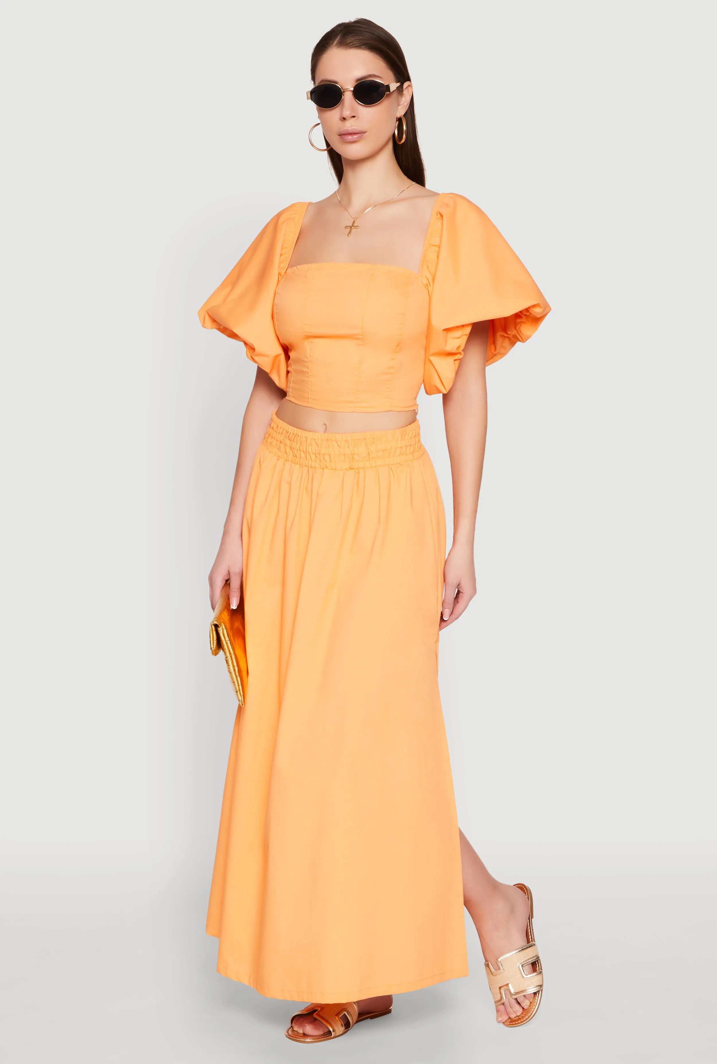 Poplin Puff Sleeve Corset Crop Top sold by Rainbow product image thumbnail 3