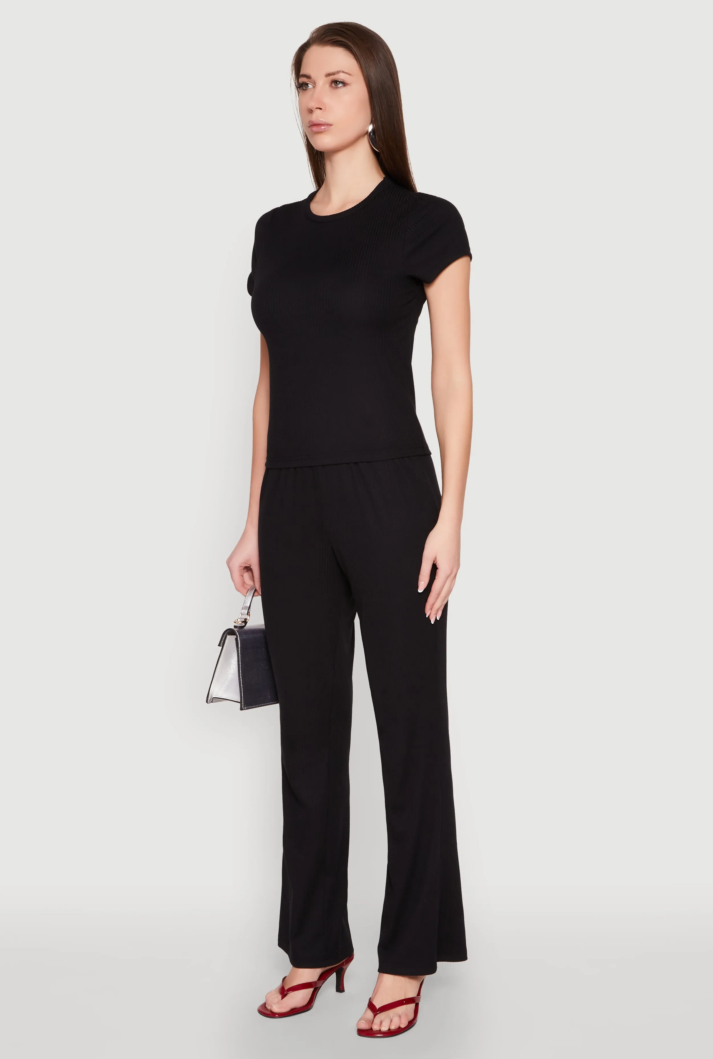 Ribbed Knit Short Sleeve Tee sold by Rainbow product image thumbnail 5