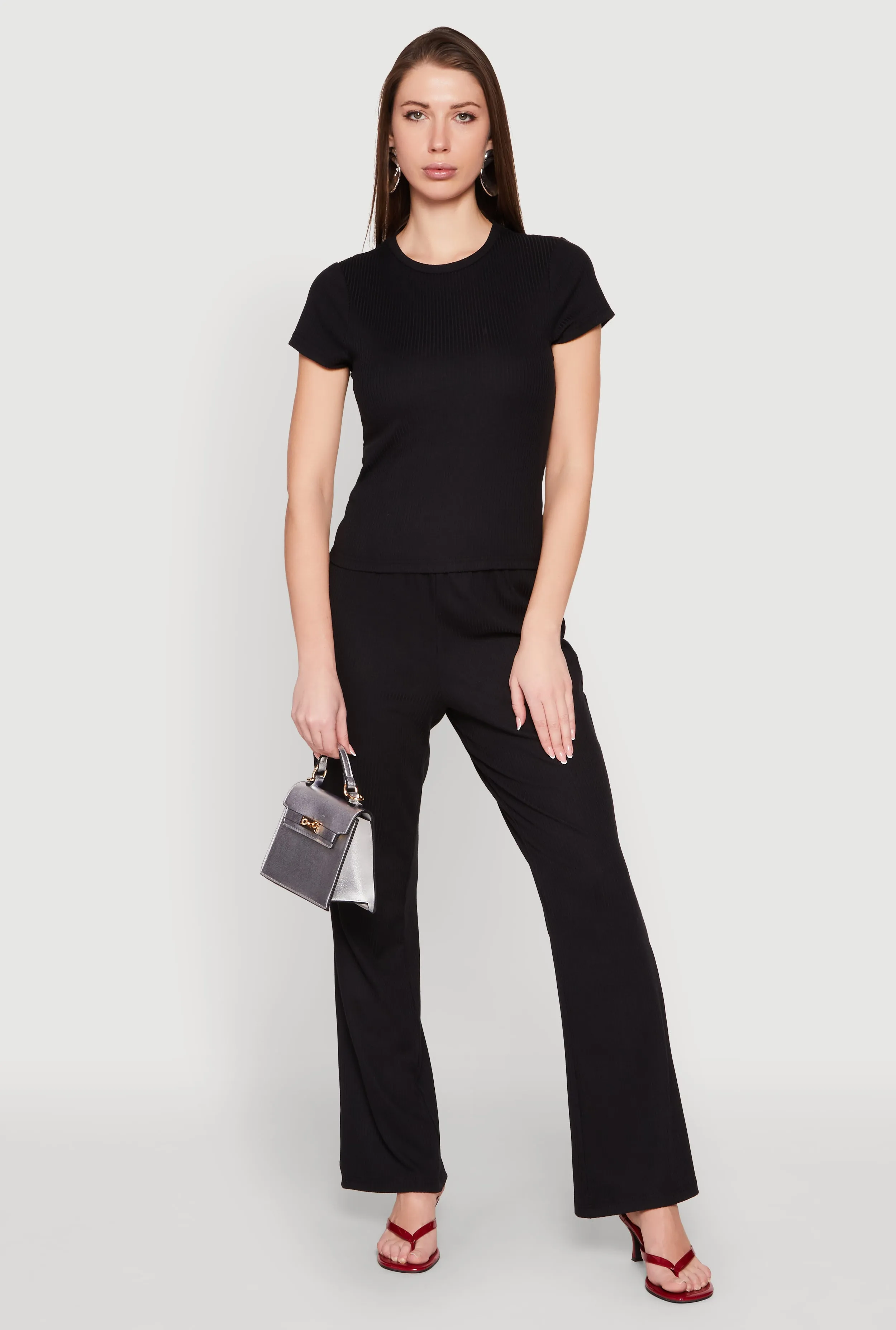 Ribbed Knit Short Sleeve Tee sold by Rainbow product image thumbnail 2