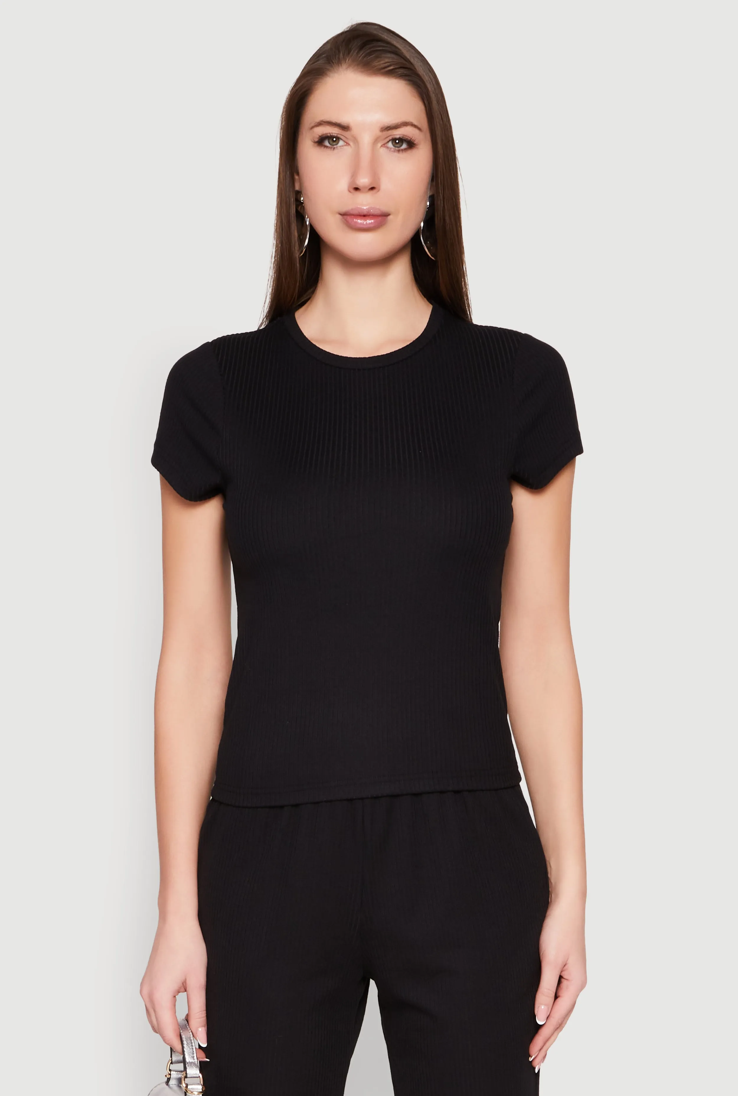 Ribbed Knit Short Sleeve Tee sold by Rainbow