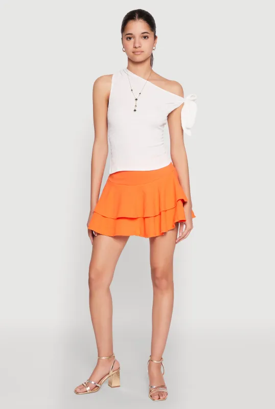 Crepe Knit Mini Tiered Skort sold by Rainbow