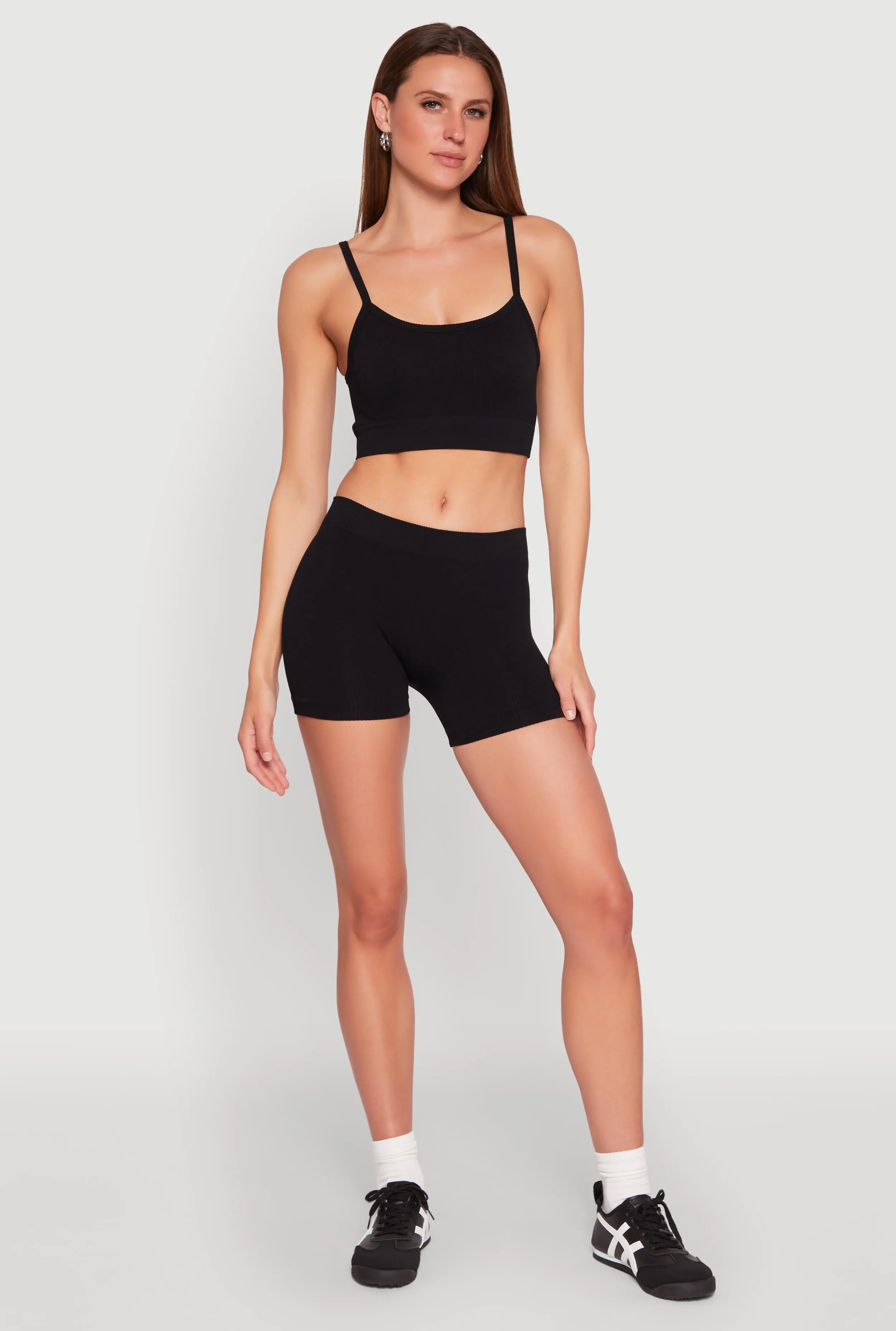 Rib Knit Crop Top and Biker Shorts sold by Rainbow