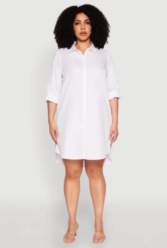Plus Size Poplin Shirt Dress sold by Rainbow