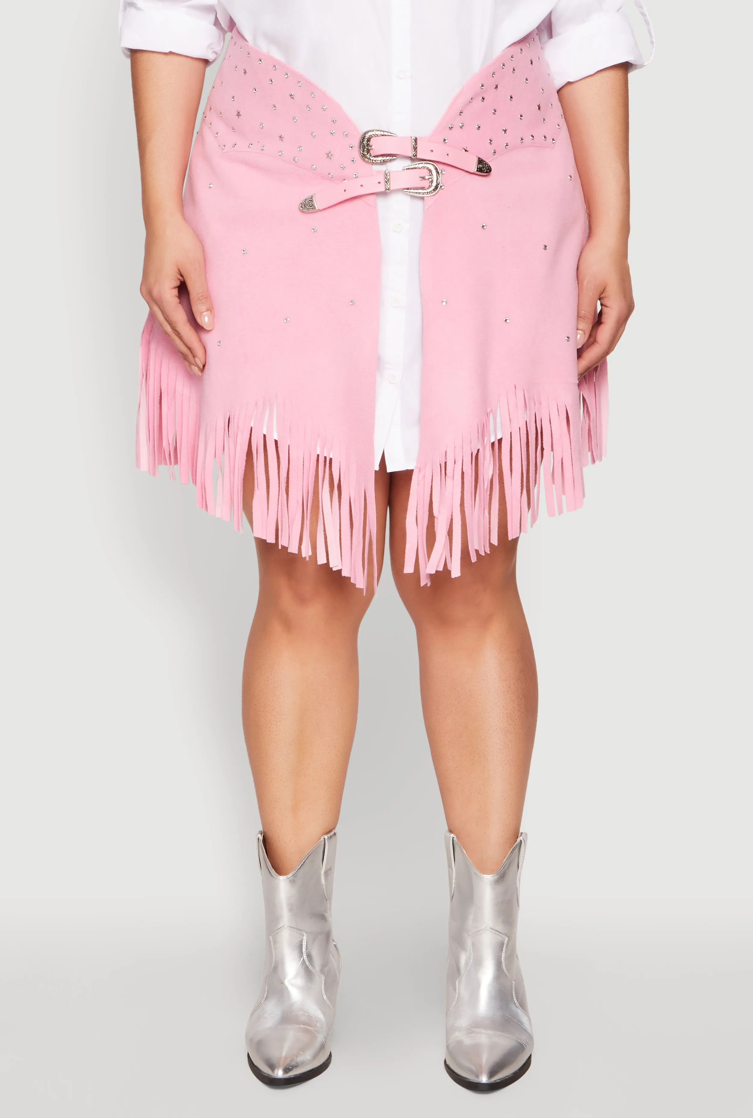 Plus Size Fringe Buckle Front Skirt sold by Rainbow product image thumbnail 5