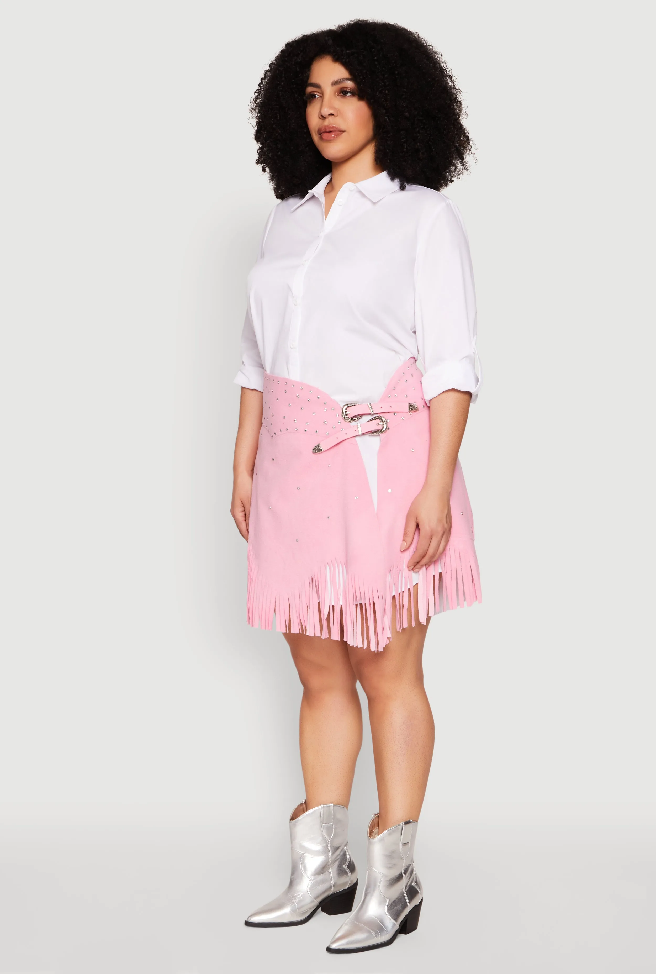 Plus Size Fringe Buckle Front Skirt sold by Rainbow product image thumbnail 3