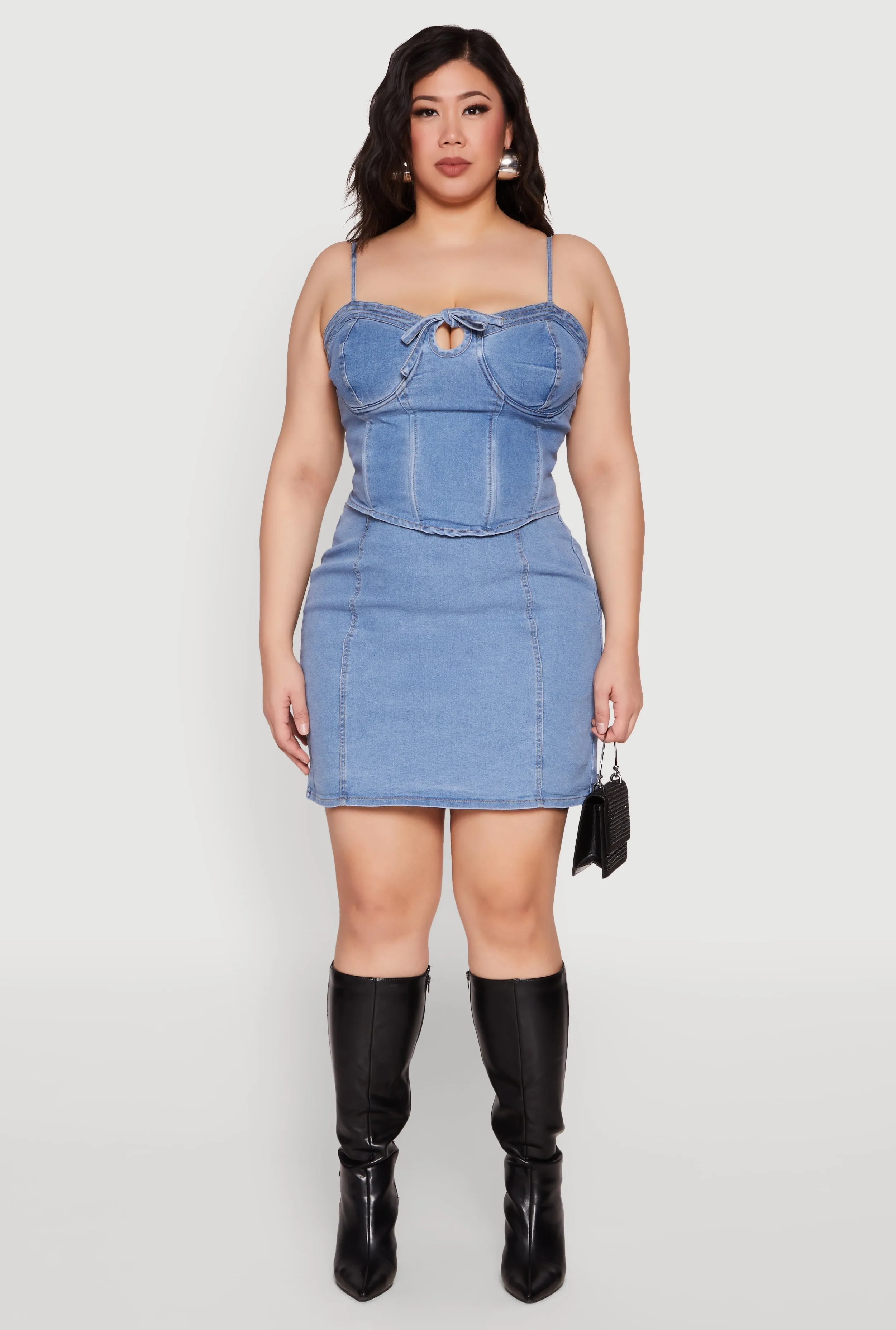Plus Size Zip Back Denim Mini Skirt sold by Rainbow product image thumbnail 2