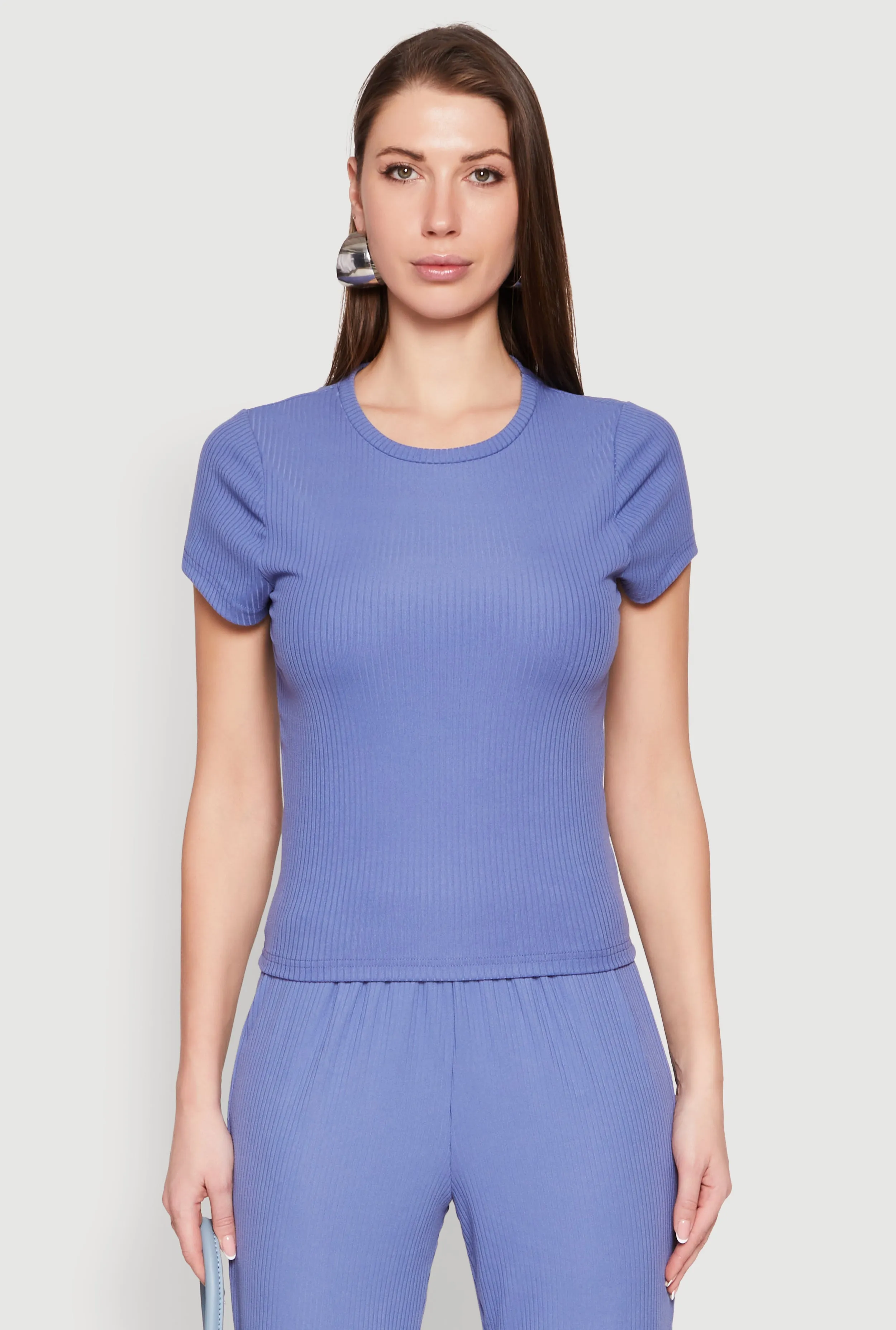 Ribbed Knit Short Sleeve Tee sold by Rainbow