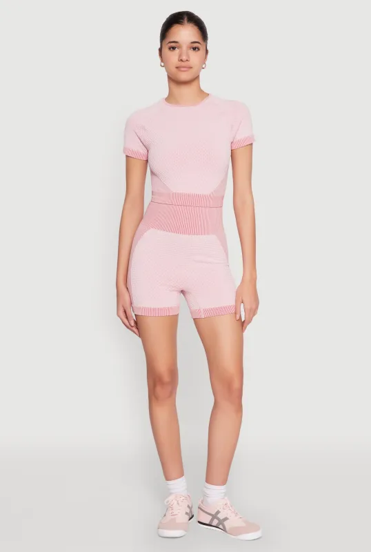 Seamless Ribbed Knit Ruched Biker Shorts sold by Rainbow