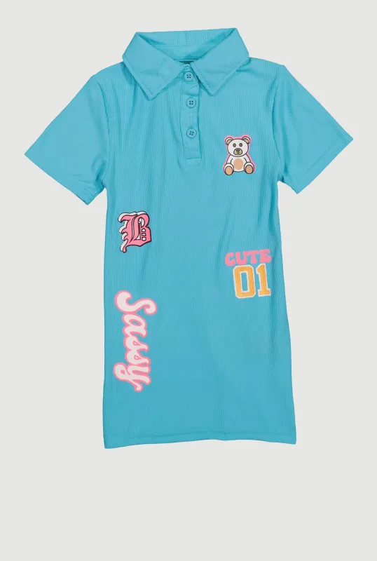Little Girls Sassy Graphic Print Polo Dress sold by Rainbow