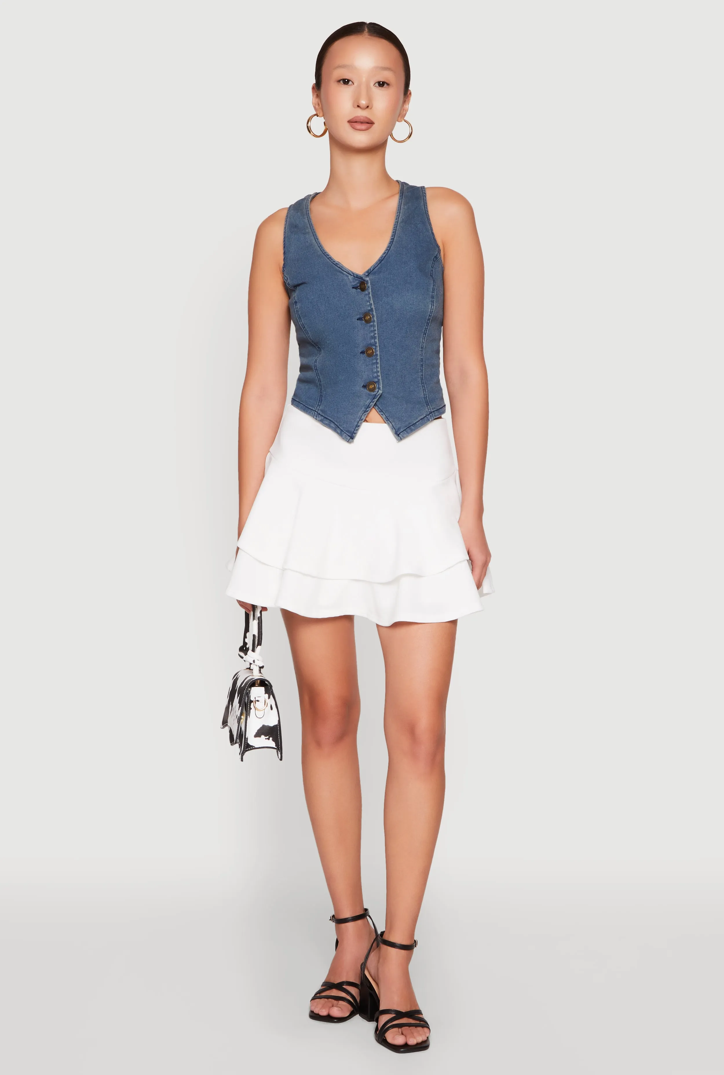 Crepe Knit Mini Tiered Skort sold by Rainbow