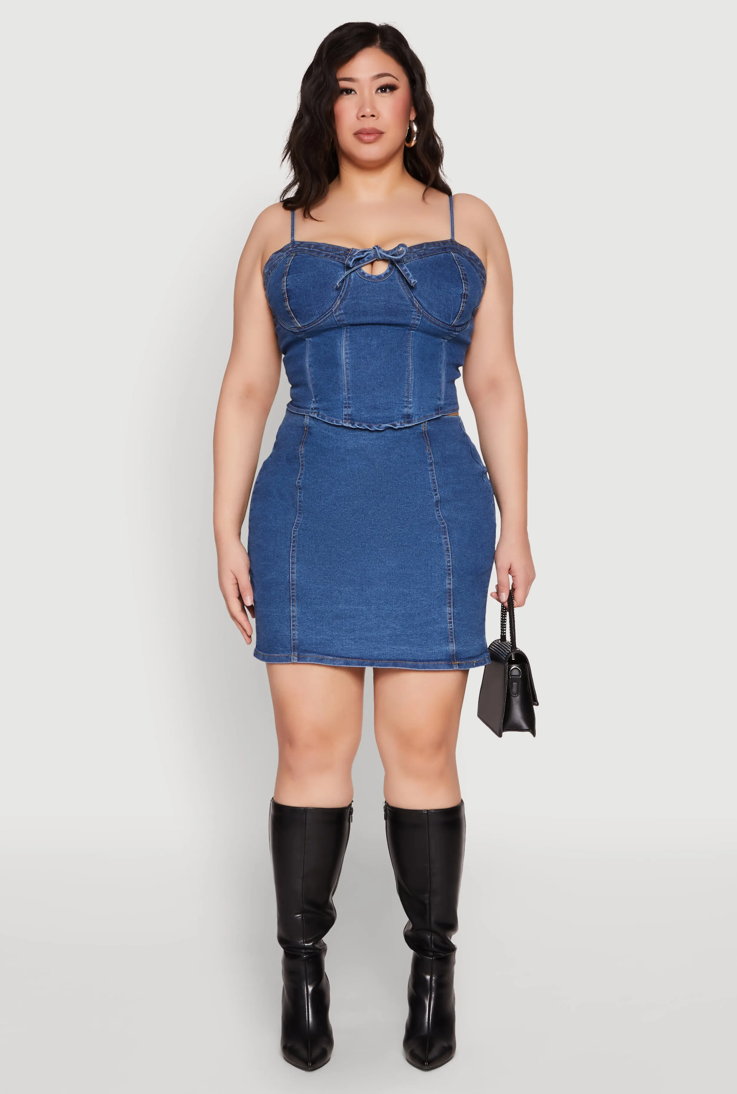 Plus Size Denim Tie Front Bustier Top sold by Rainbow product image thumbnail 3