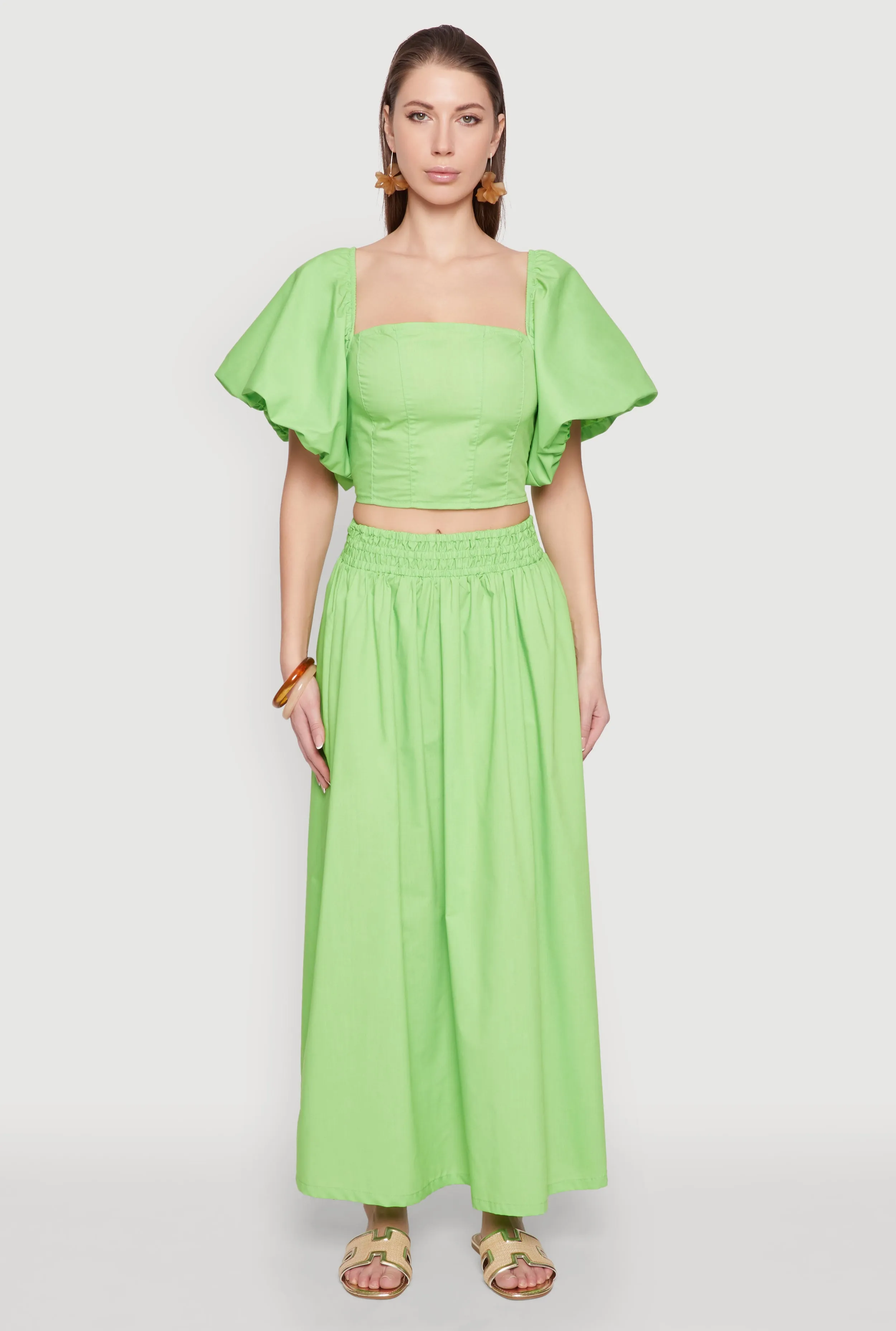 Poplin Puff Sleeve Corset Crop Top sold by Rainbow product image thumbnail 2