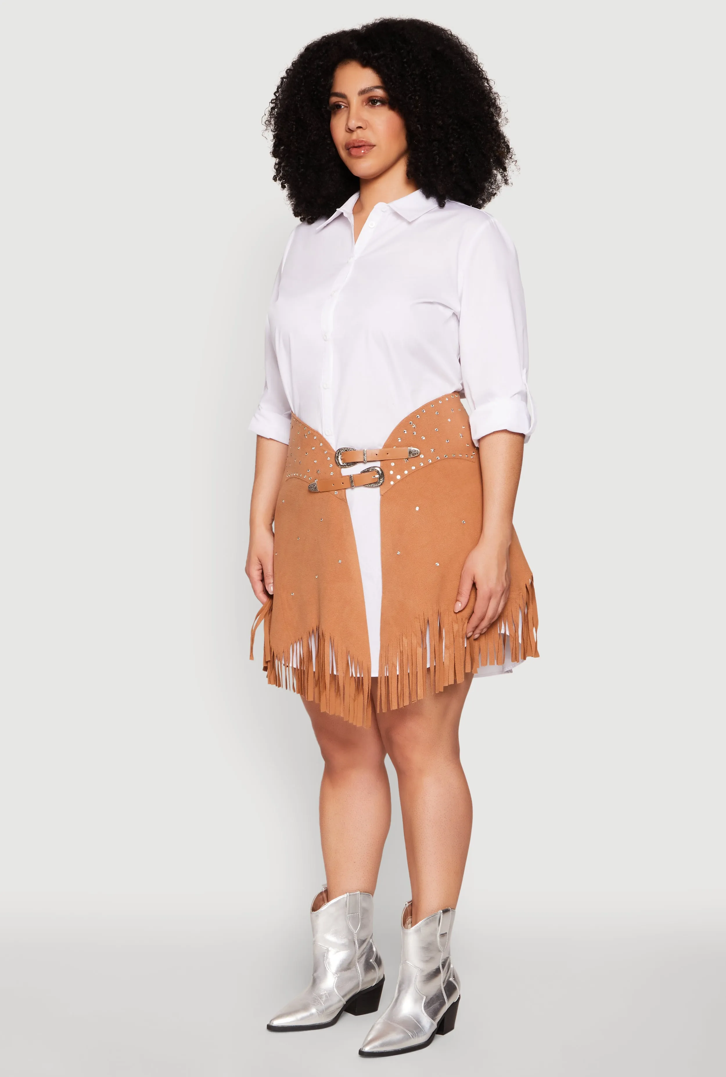 Plus Size Fringe Buckle Front Skirt sold by Rainbow product image thumbnail 3