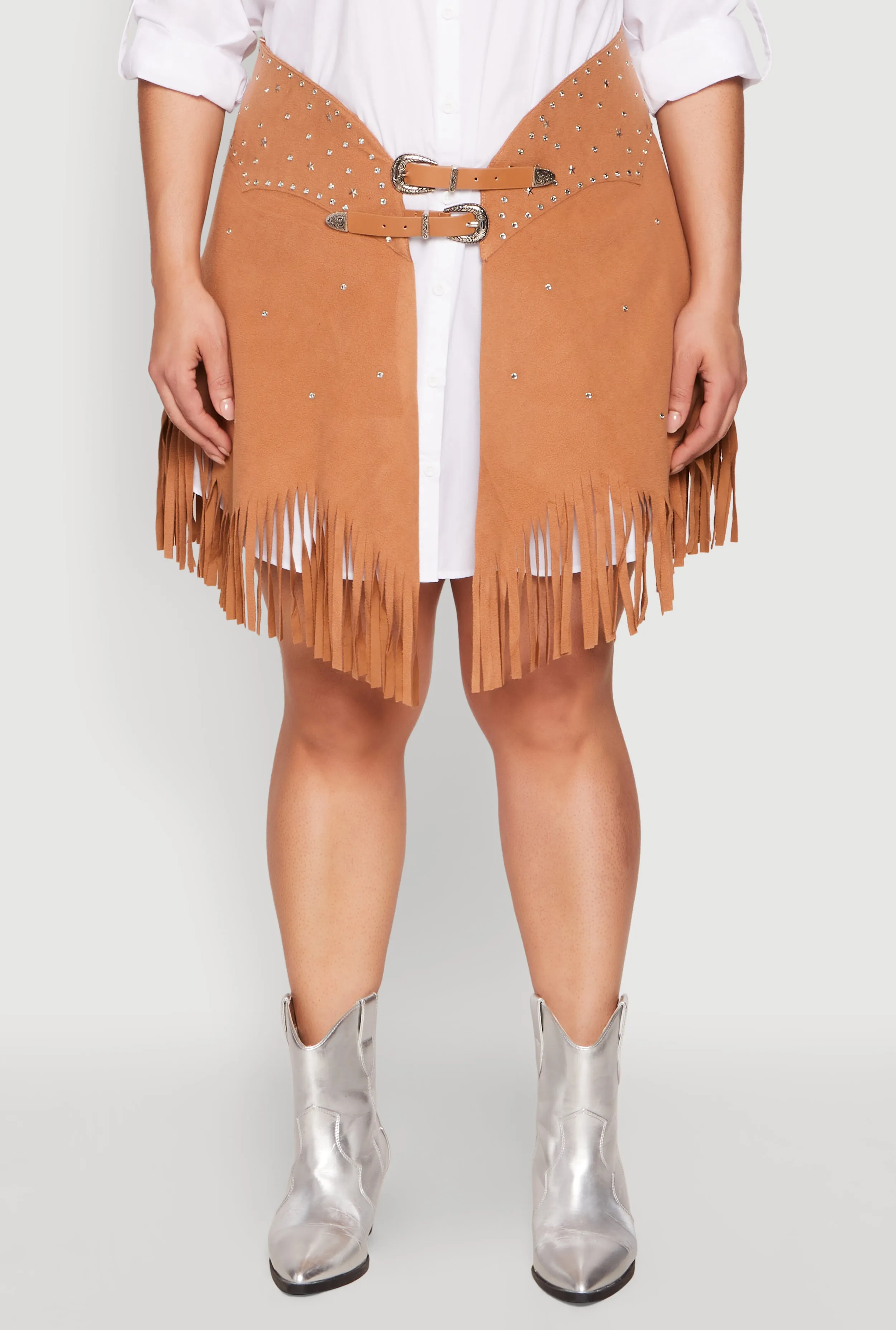 Plus Size Fringe Buckle Front Skirt sold by Rainbow product image thumbnail 5