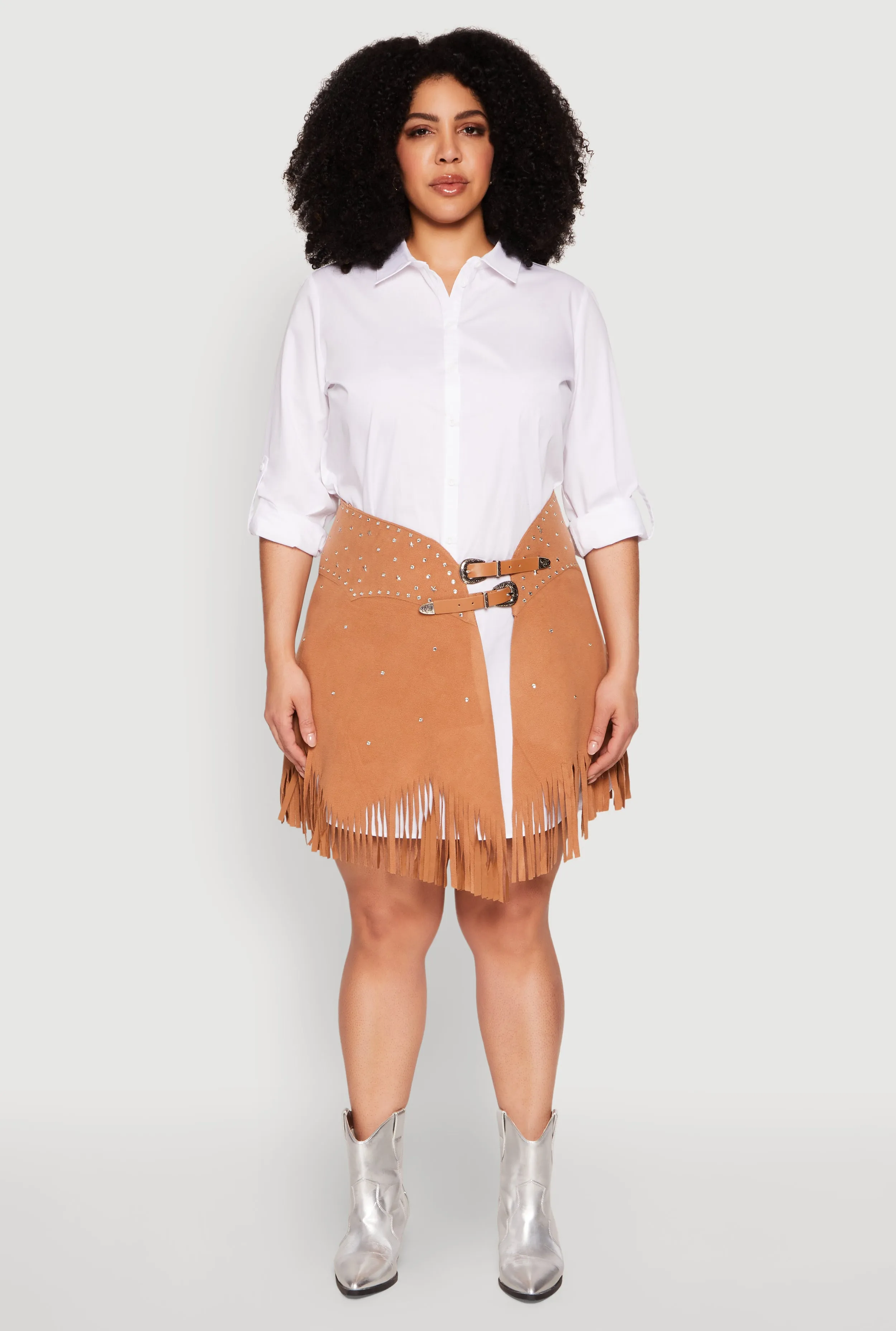 Plus Size Fringe Buckle Front Skirt sold by Rainbow product image thumbnail 2