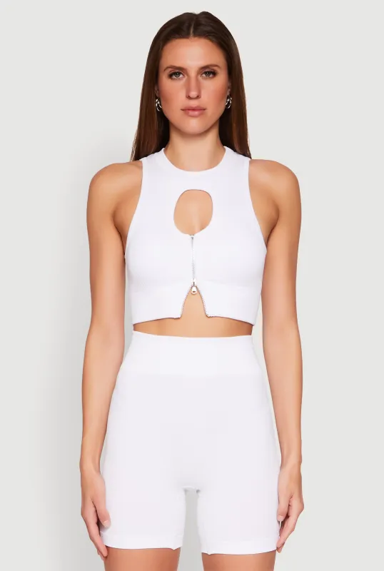 Ribbed Knit Keyhole Tank Top sold by Rainbow