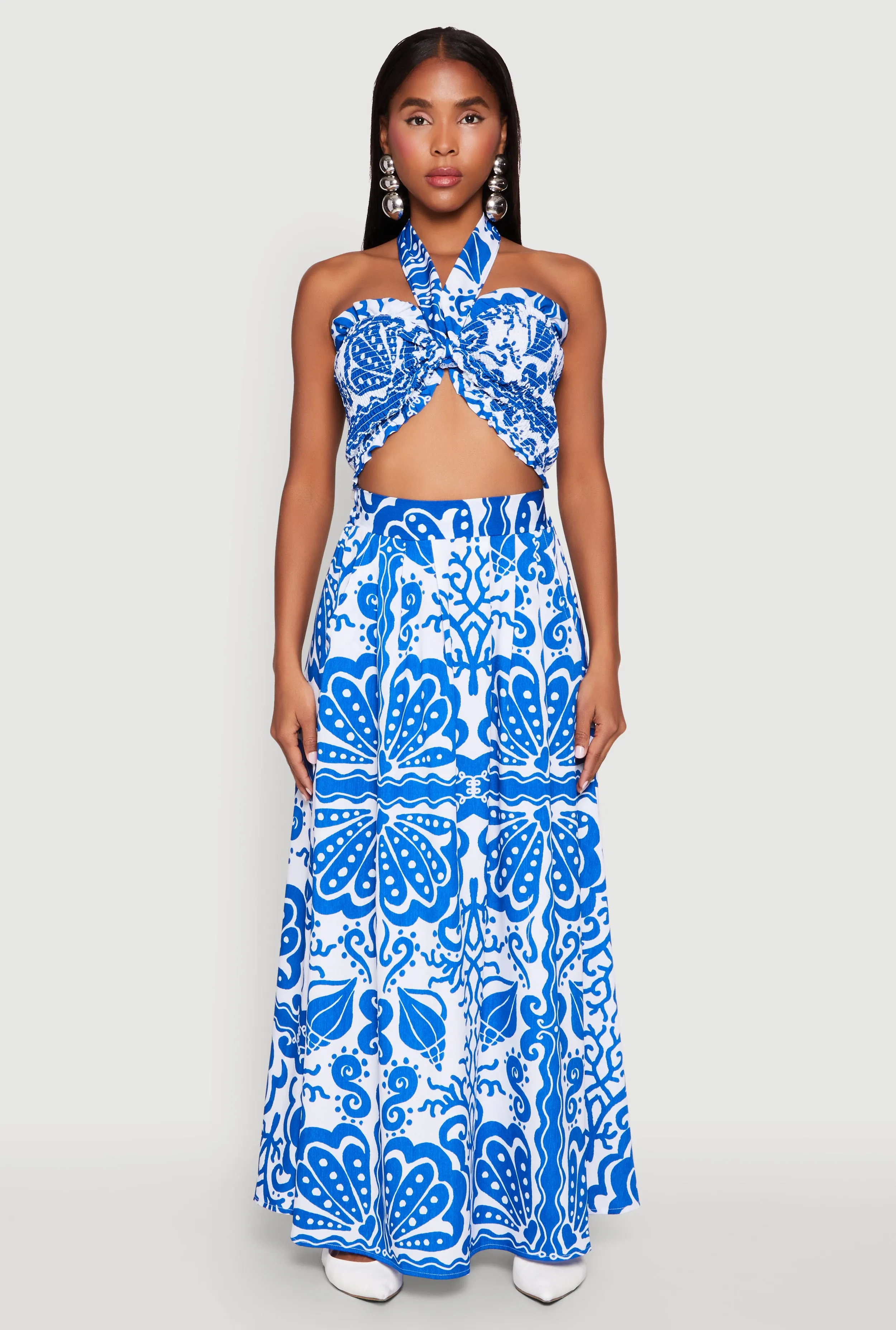 Printed Pattern Tie Front Crop Top sold by Rainbow product image thumbnail 3