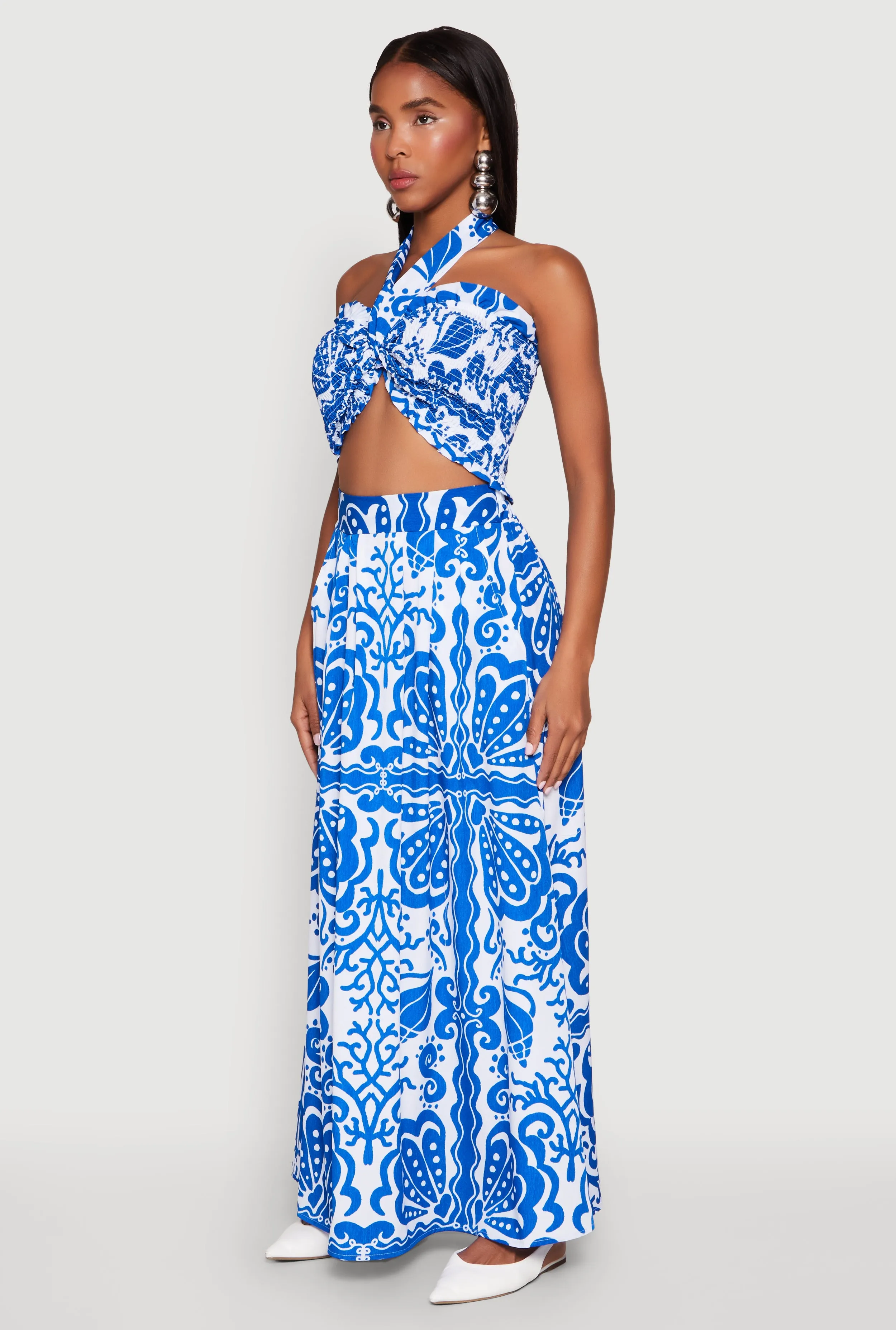 Printed Pattern Tie Front Crop Top sold by Rainbow product image thumbnail 5