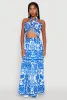 Printed Pattern Tie Front Crop Top sold by Rainbow