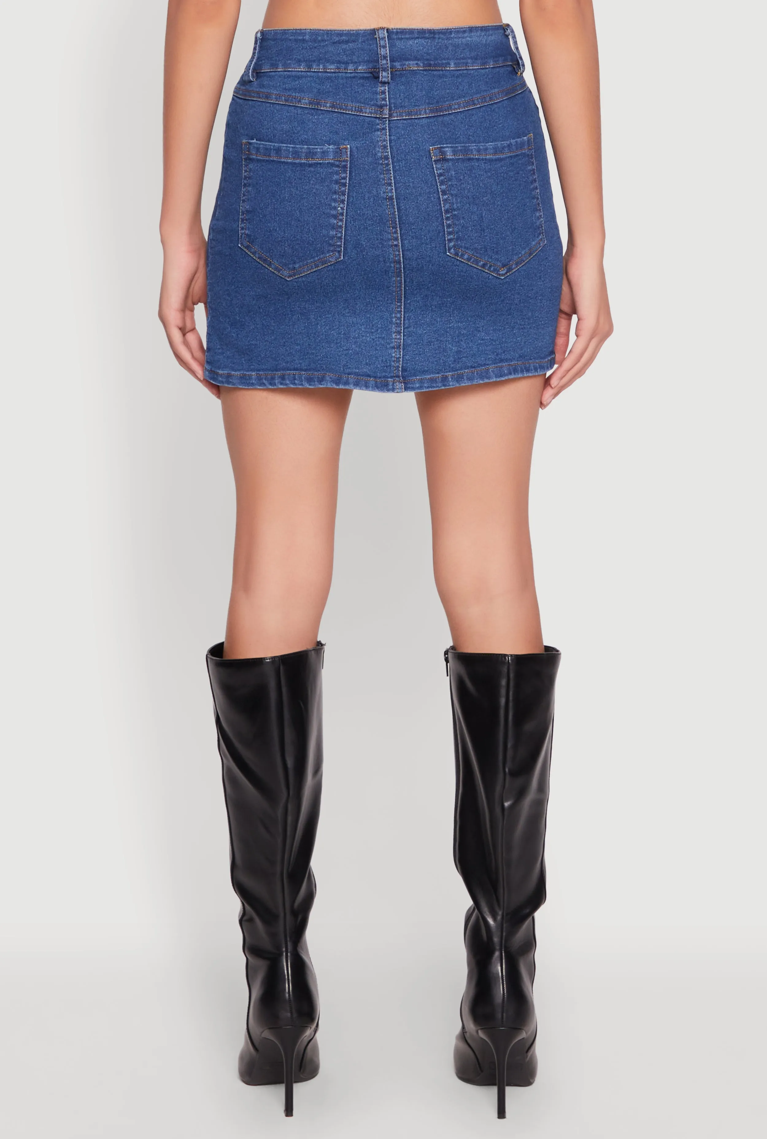 Faux Pearl Button Front Denim Skirt sold by Rainbow product image thumbnail 5