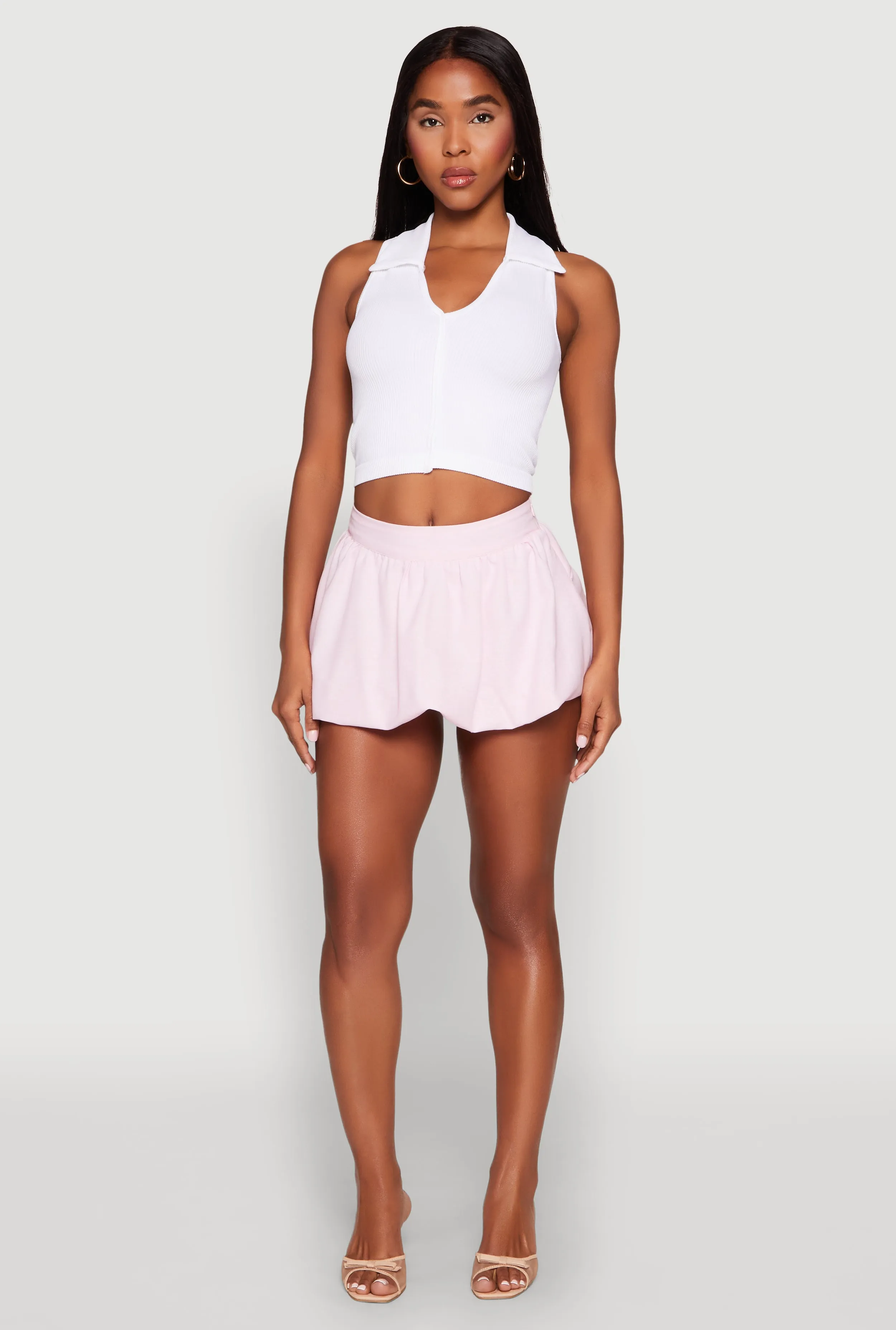 Linen Mini Bubble Skirt sold by Rainbow