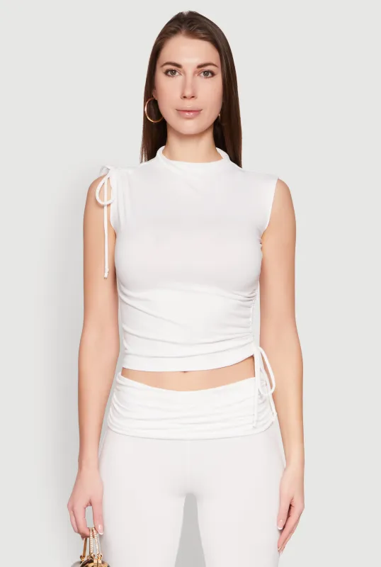 Ruched Mock Neck Crop Top sold by Rainbow