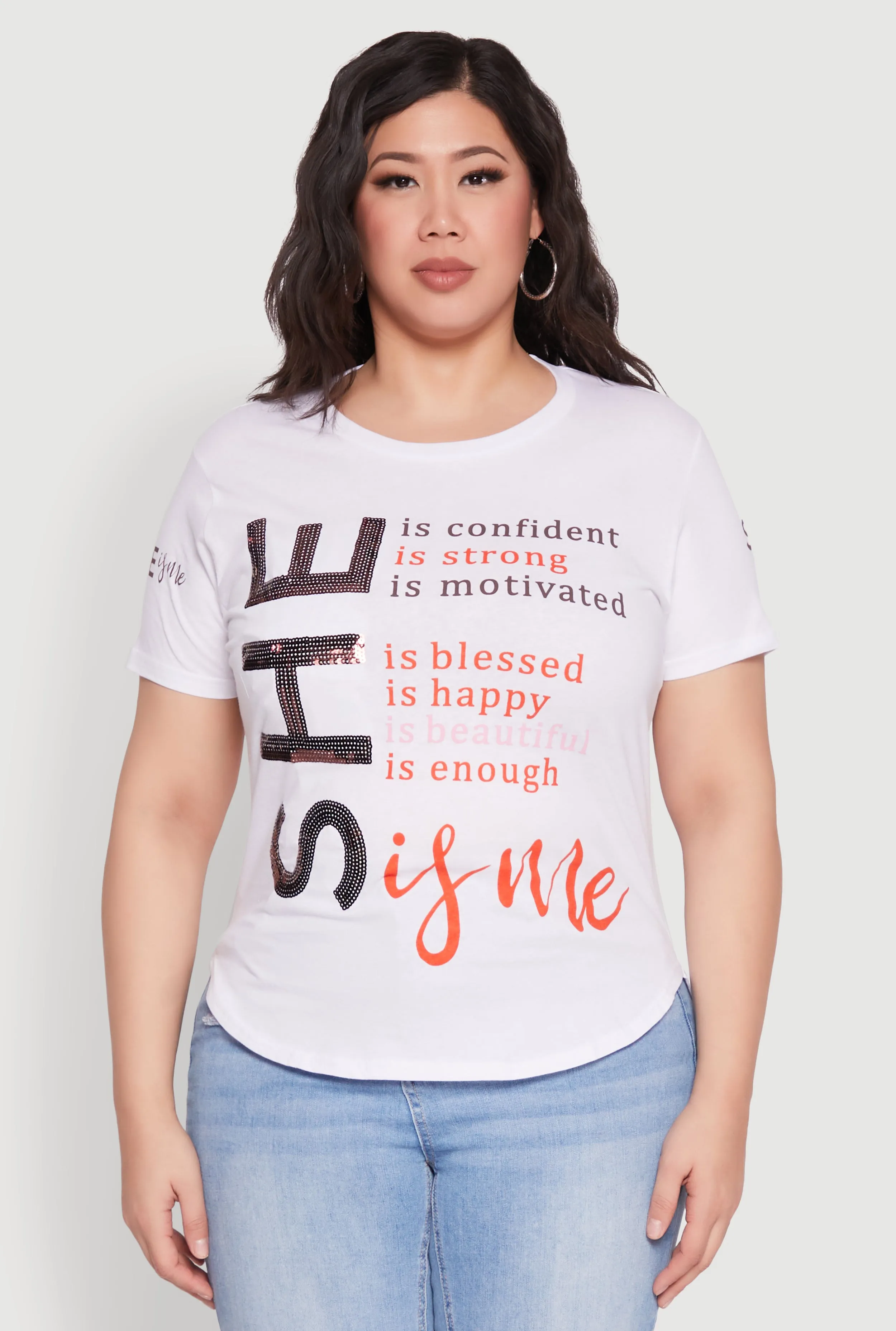 Plus Size Sequin She Is Me Graphic Tee sold by Rainbow product image thumbnail 2
