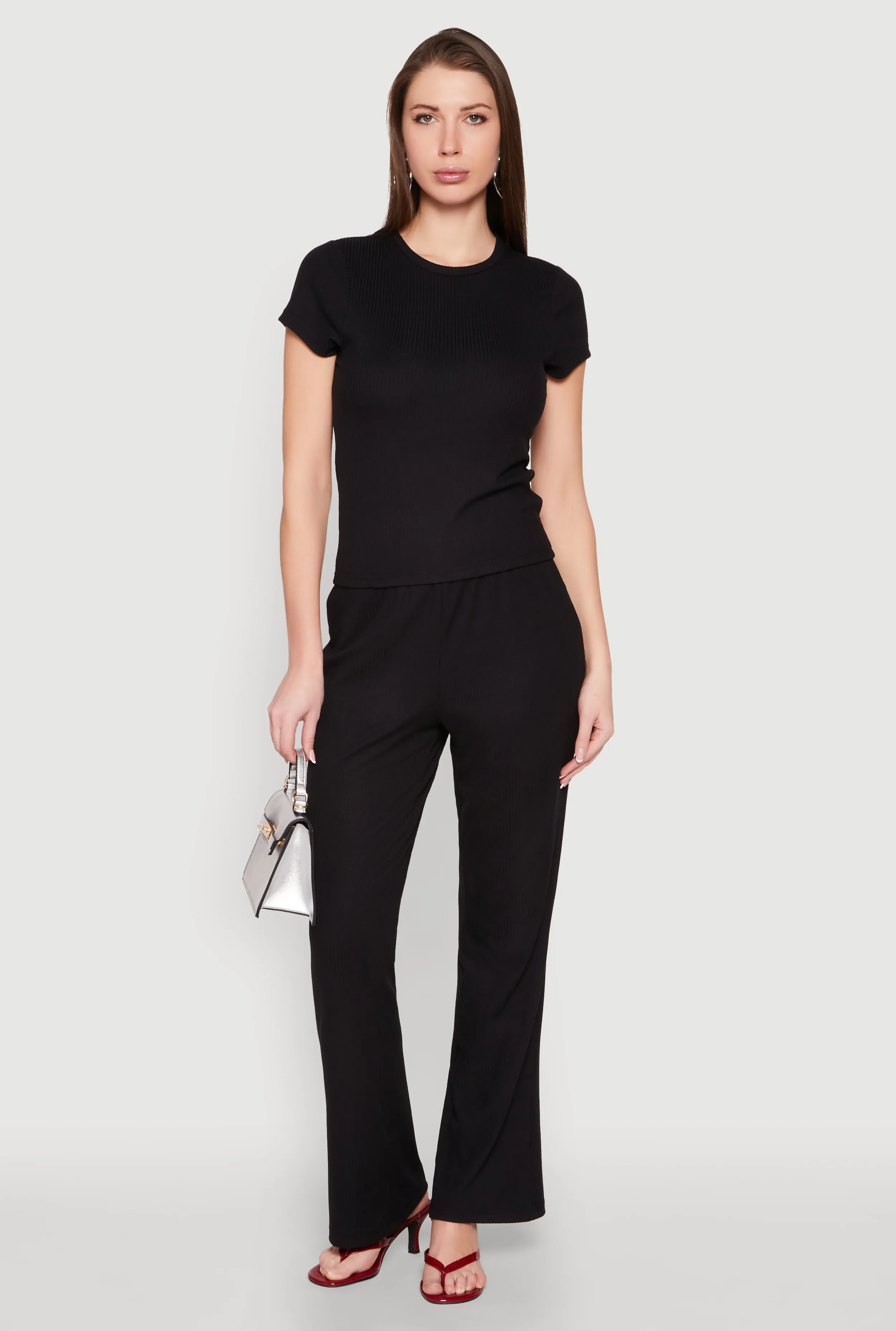 Ribbed Knit Boot Cut Pants sold by Rainbow