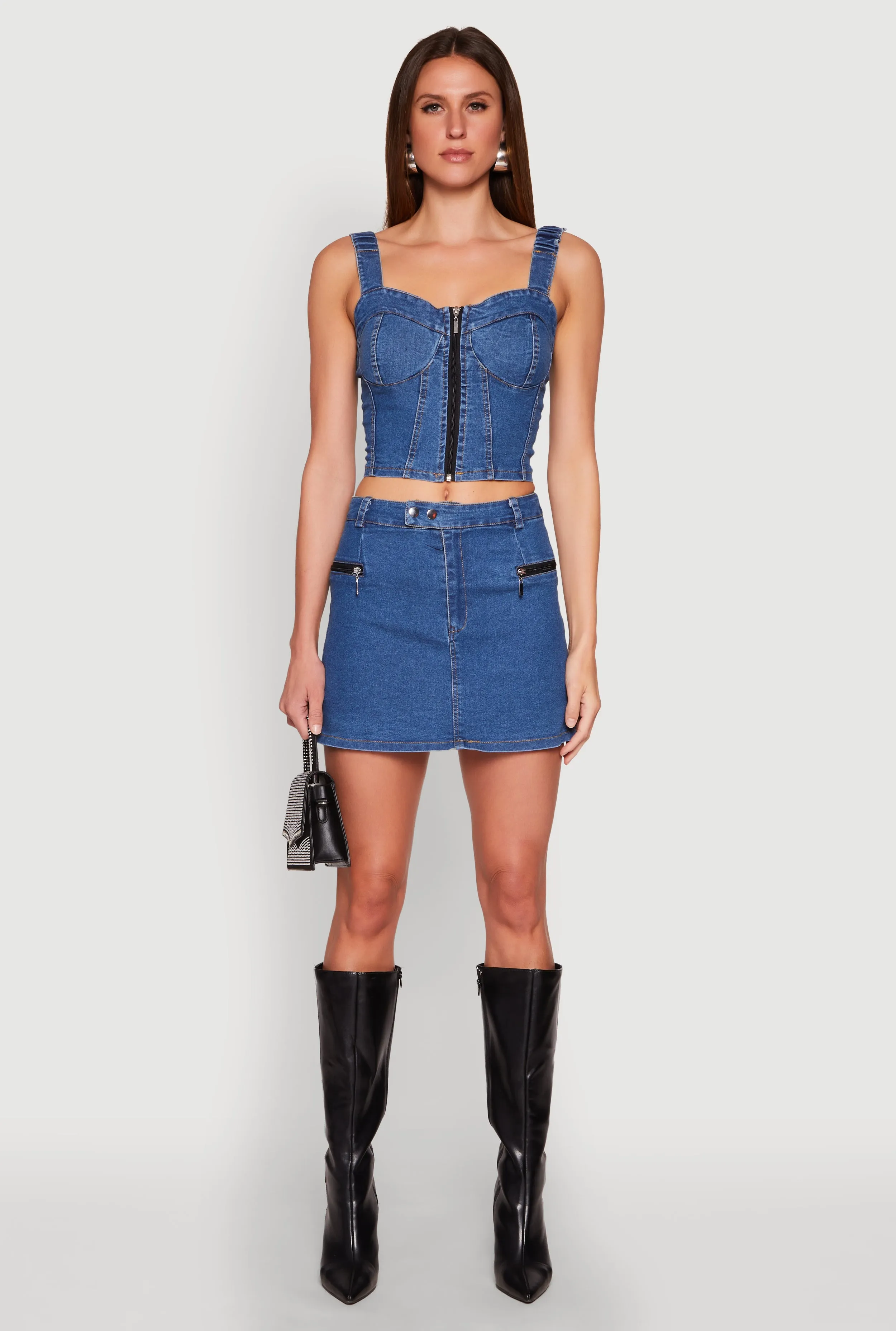 Denim Zip Front Bustier Top sold by Rainbow product image thumbnail 3