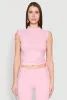 Ruched Mock Neck Crop Top sold by Rainbow