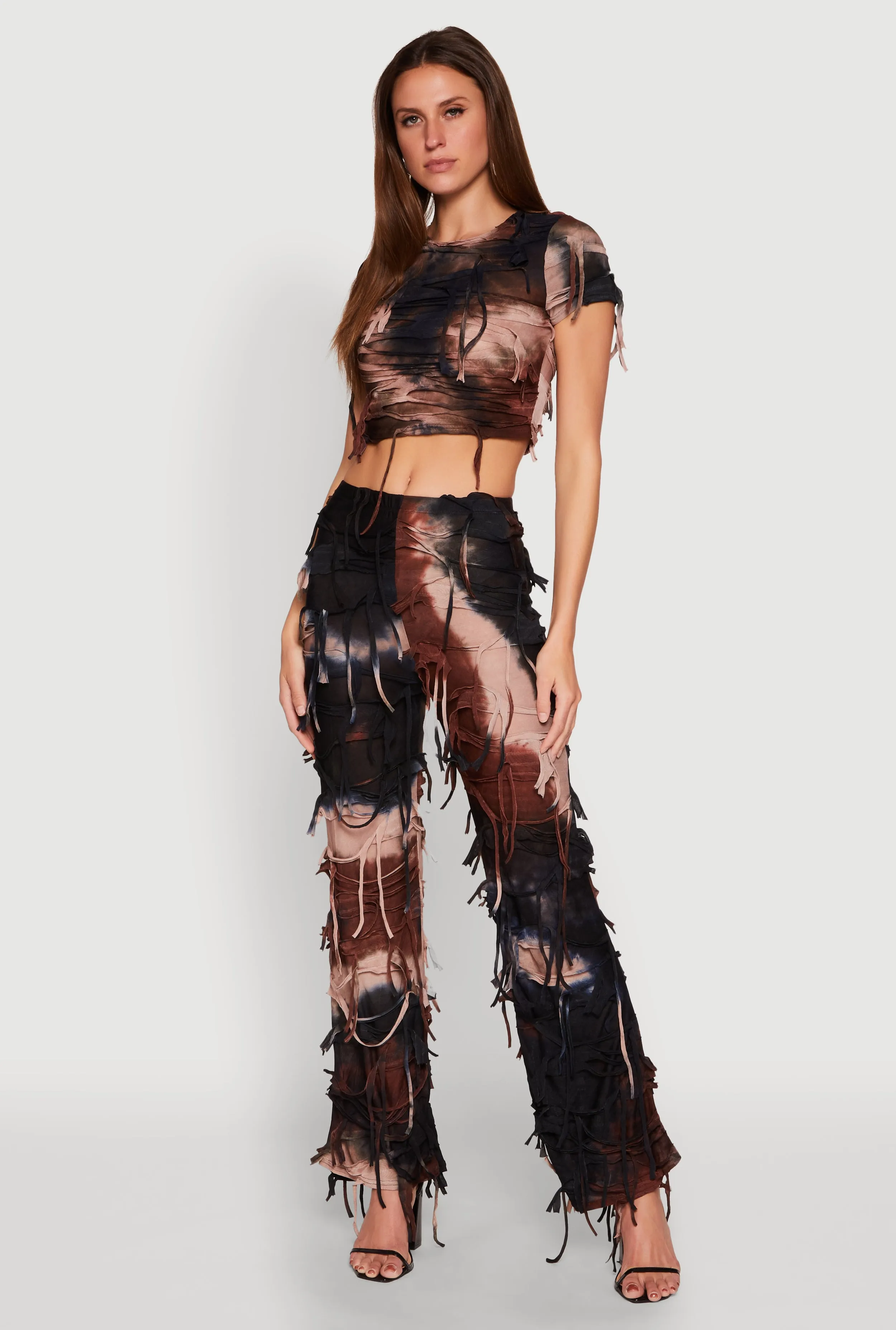 Tie Dye Distressed Crop Top sold by Rainbow product image thumbnail 2