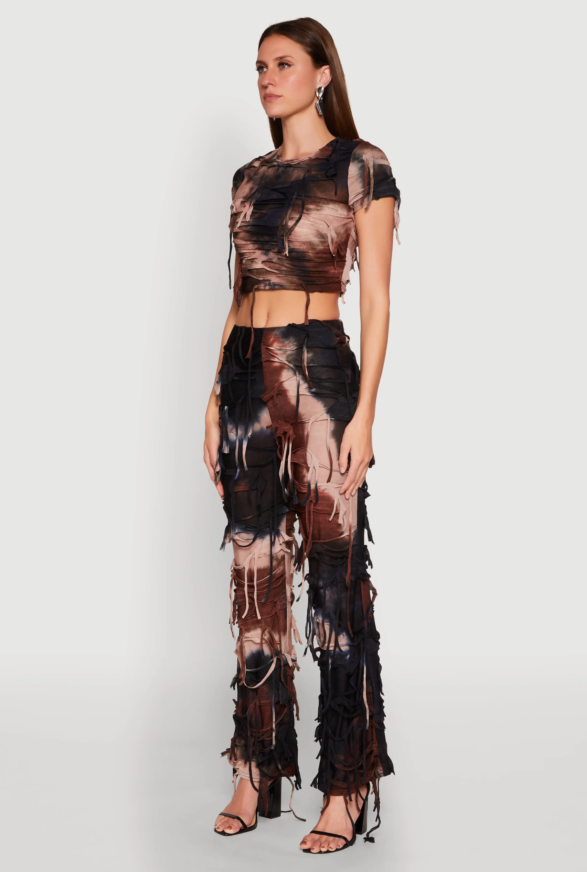 Tie Dye Distressed Crop Top sold by Rainbow product image thumbnail 5