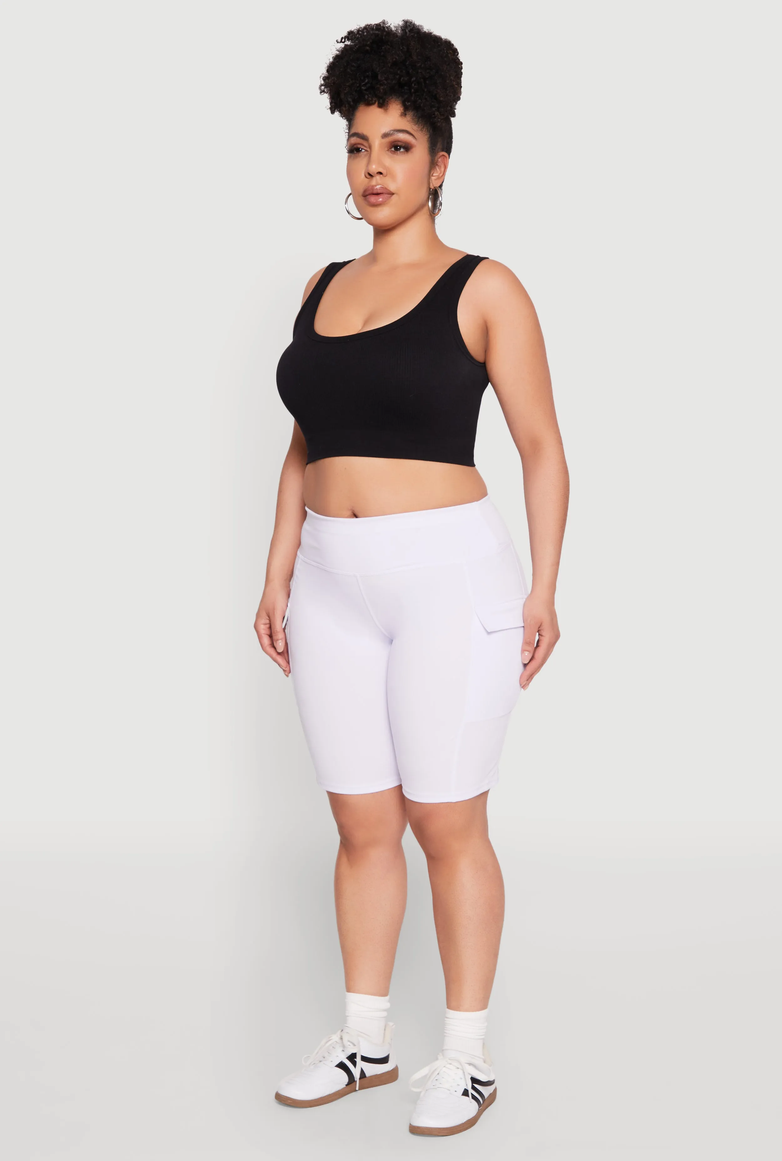 Plus Size High Waisted Cargo Pocket Biker Shorts sold by Rainbow product image thumbnail 3