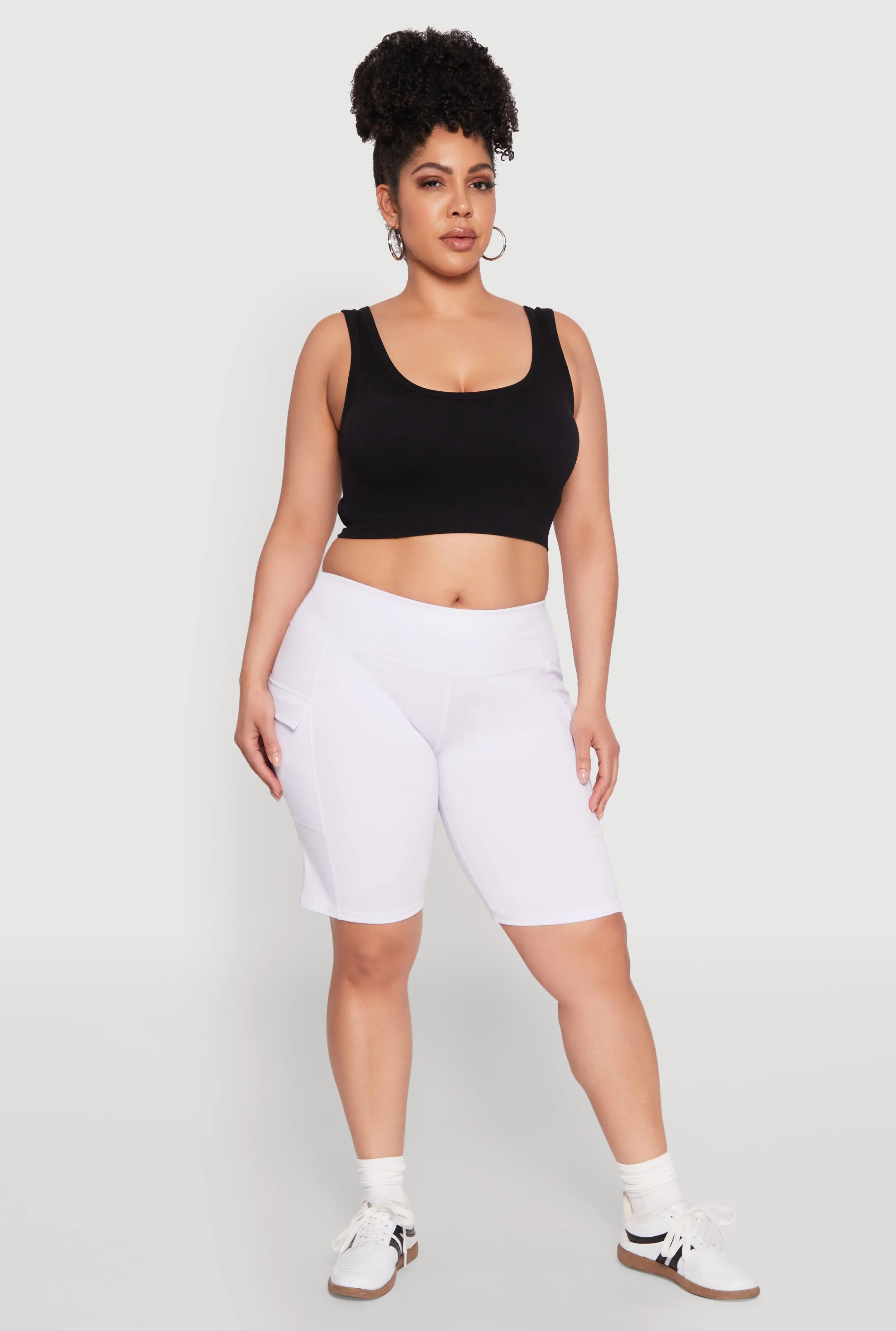 Plus Size High Waisted Cargo Pocket Biker Shorts sold by Rainbow product image thumbnail 2