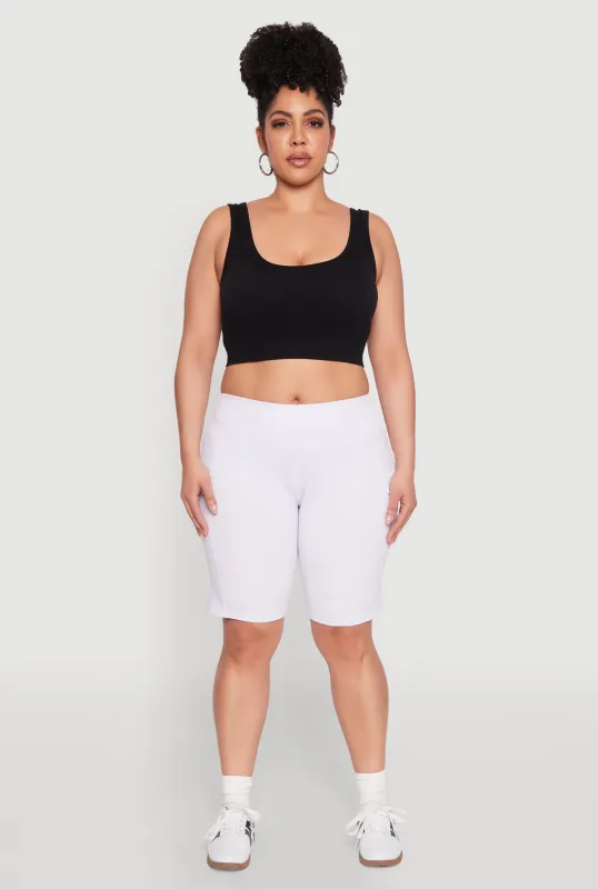 Plus Size High Waisted Cargo Pocket Biker Shorts sold by Rainbow