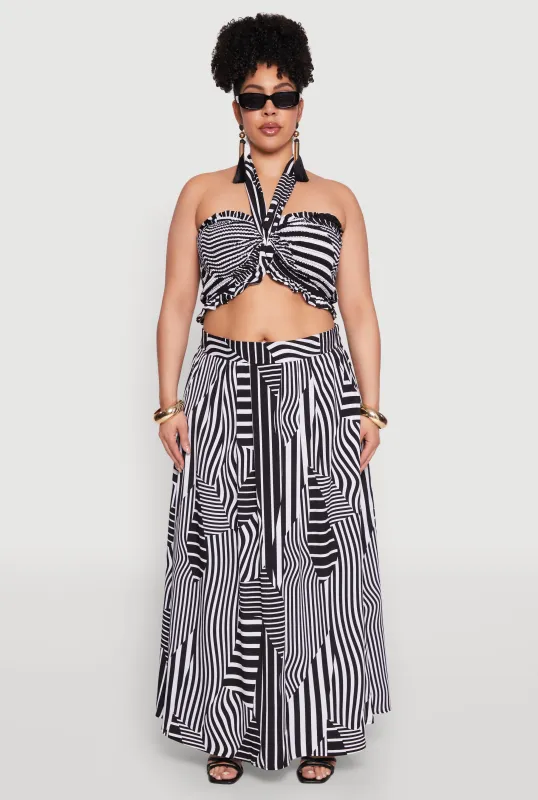 Plus Size Printed Pattern Maxi Skirt sold by Rainbow
