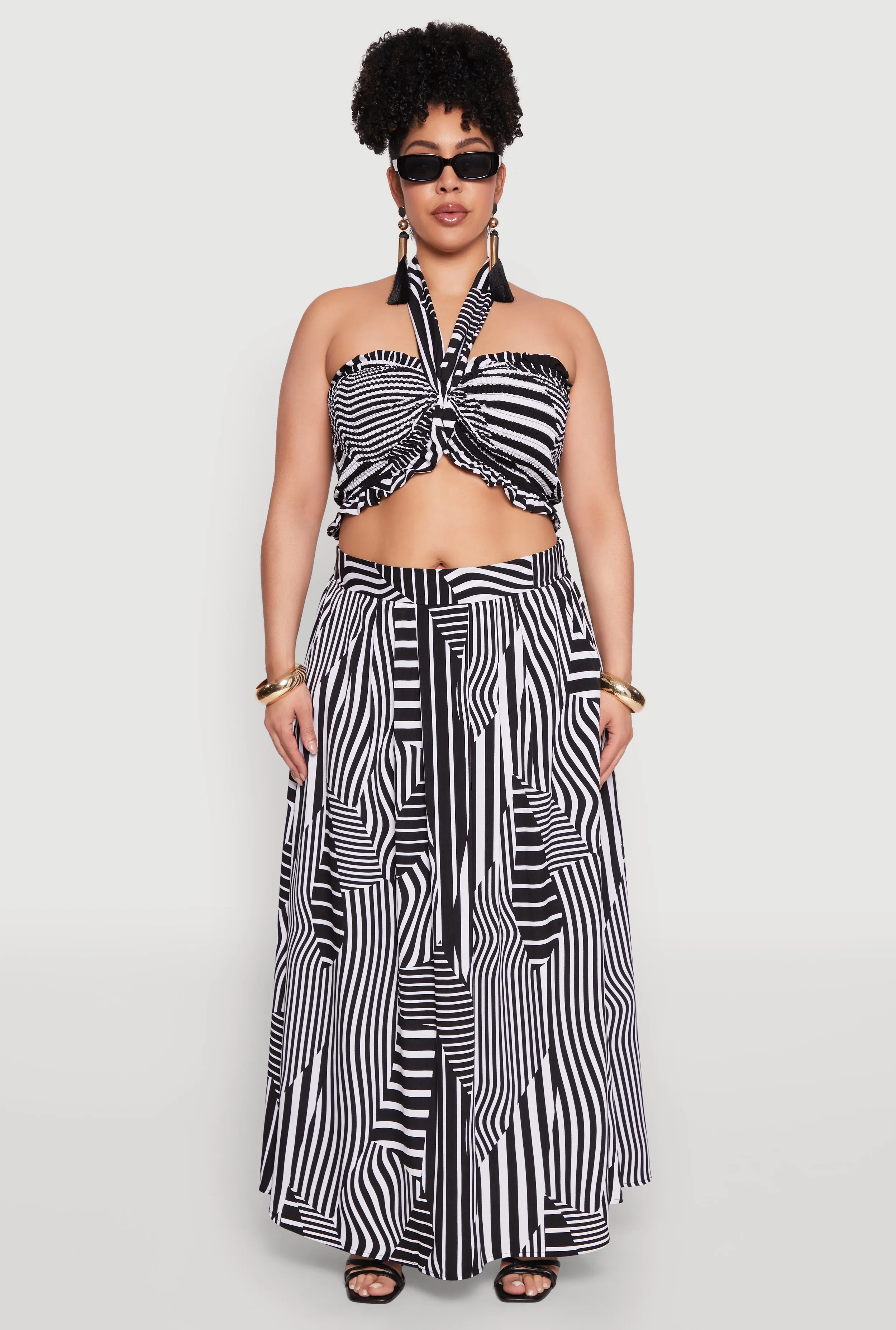 Plus Size Printed Pattern Maxi Skirt sold by Rainbow