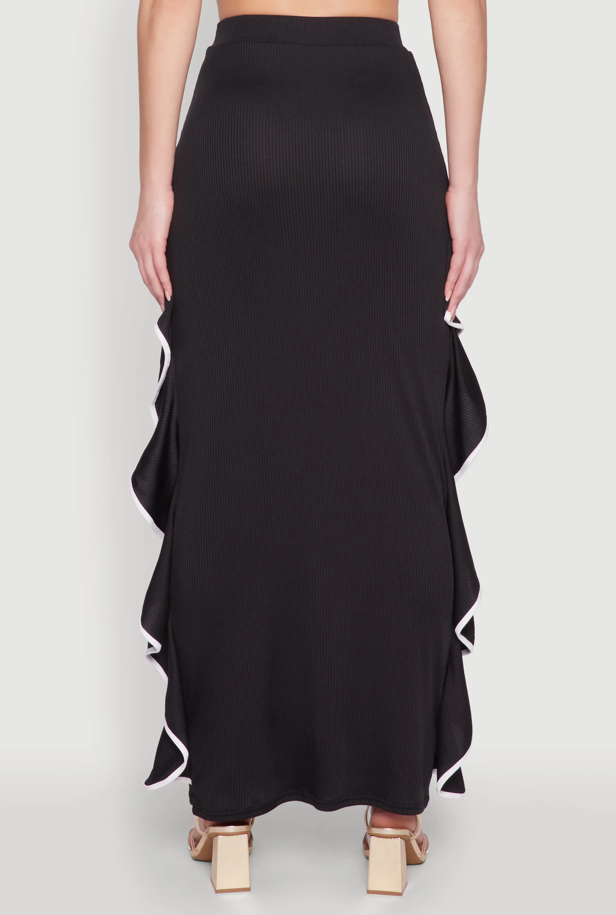 Contrast Trim Side Ruffle Maxi Skirt sold by Rainbow product image thumbnail 5