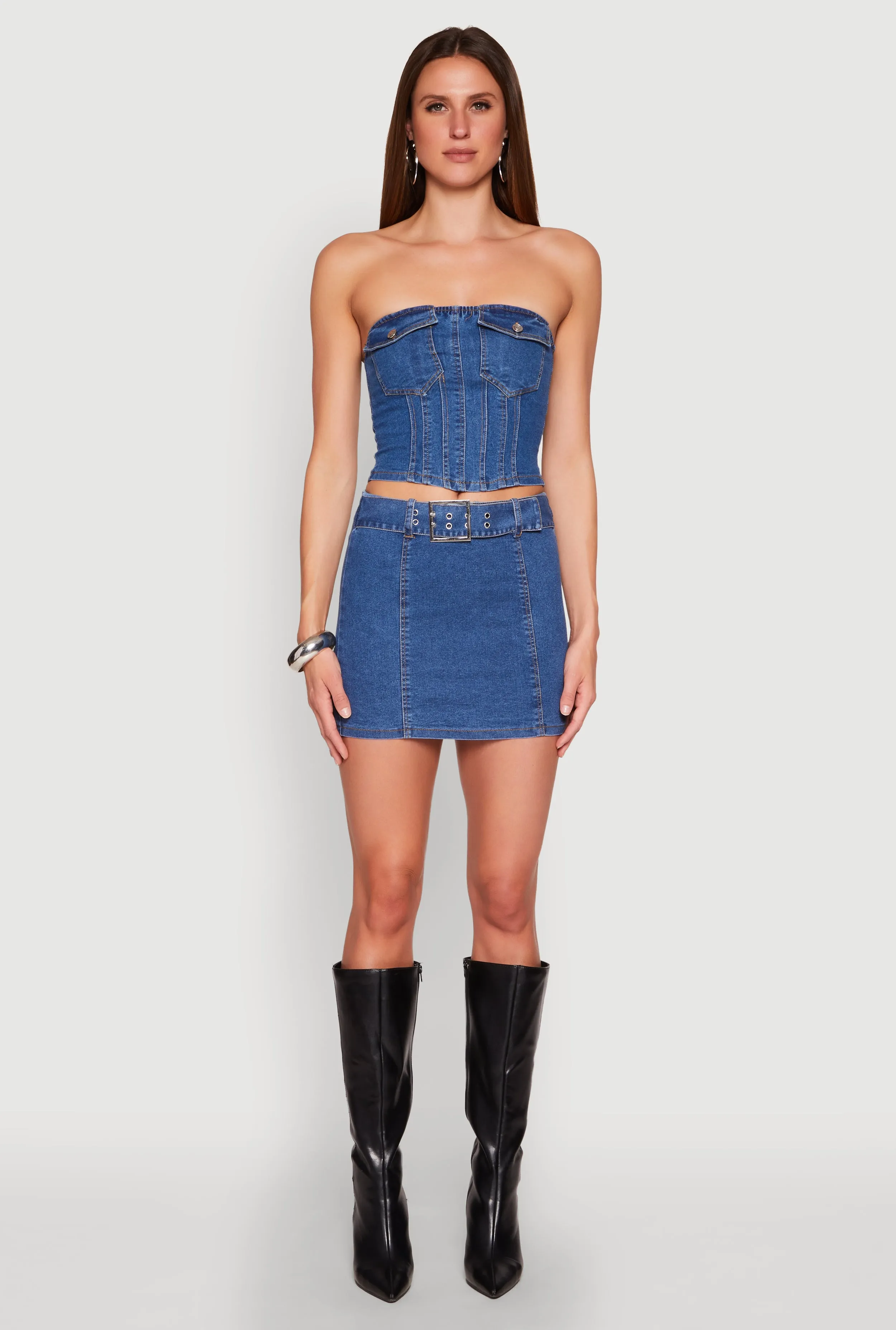 Denim Pocket Corset Tube Top sold by Rainbow product image thumbnail 3