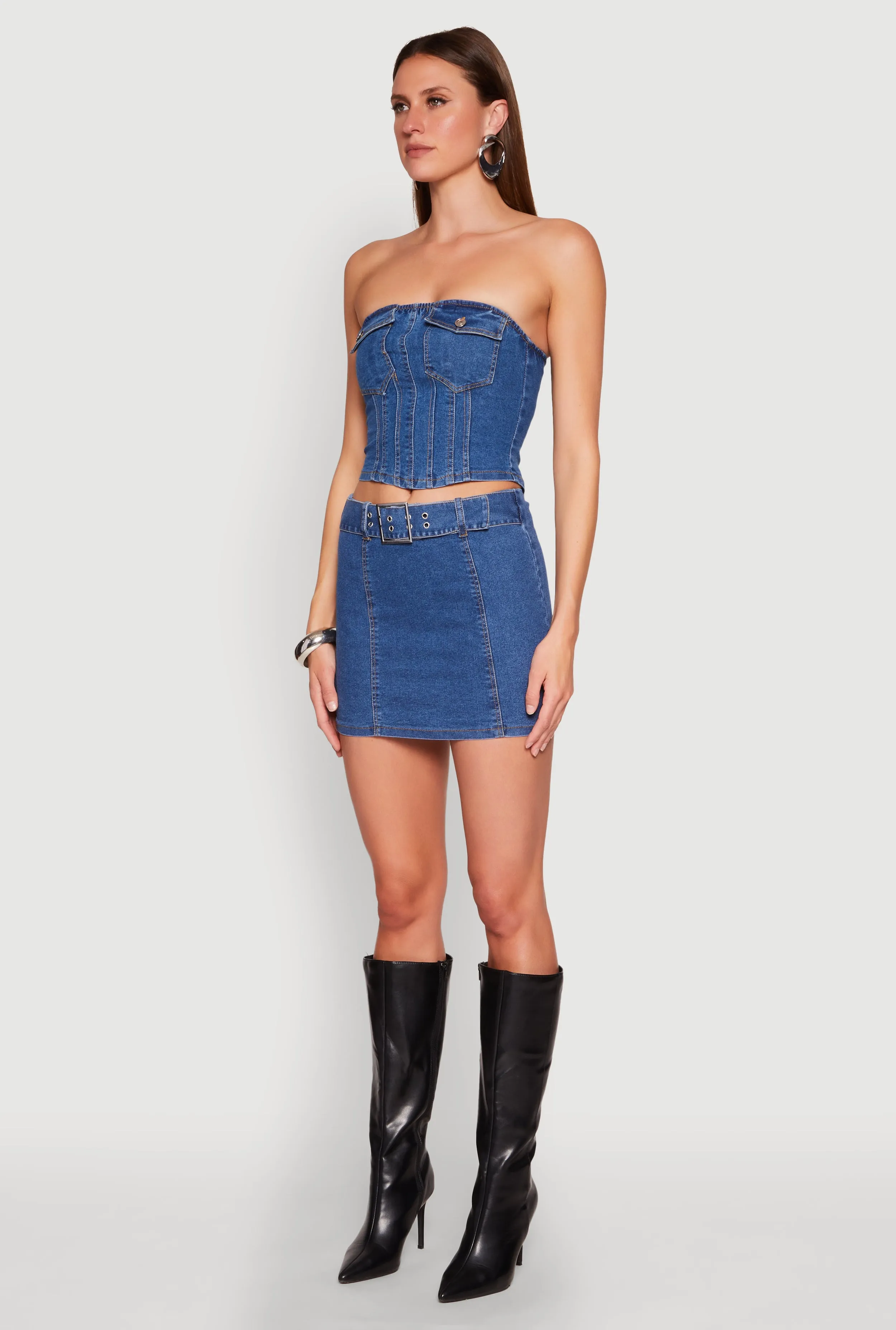 Denim Pocket Corset Tube Top sold by Rainbow product image thumbnail 5