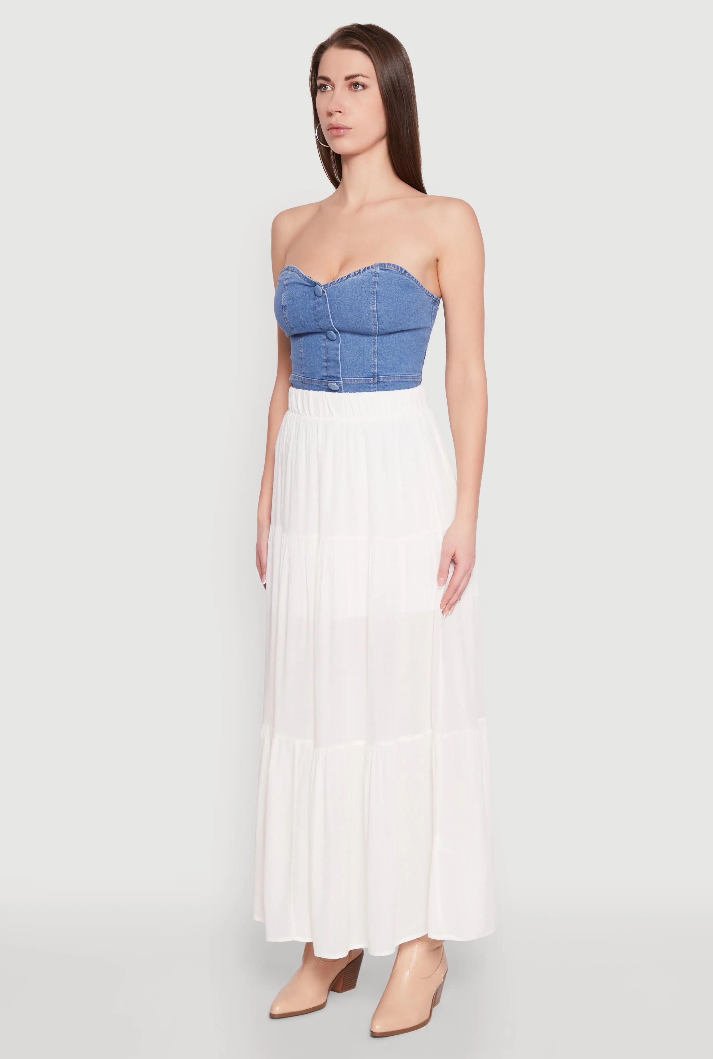 High Waist Tiered Maxi Skirt sold by Rainbow product image thumbnail 3